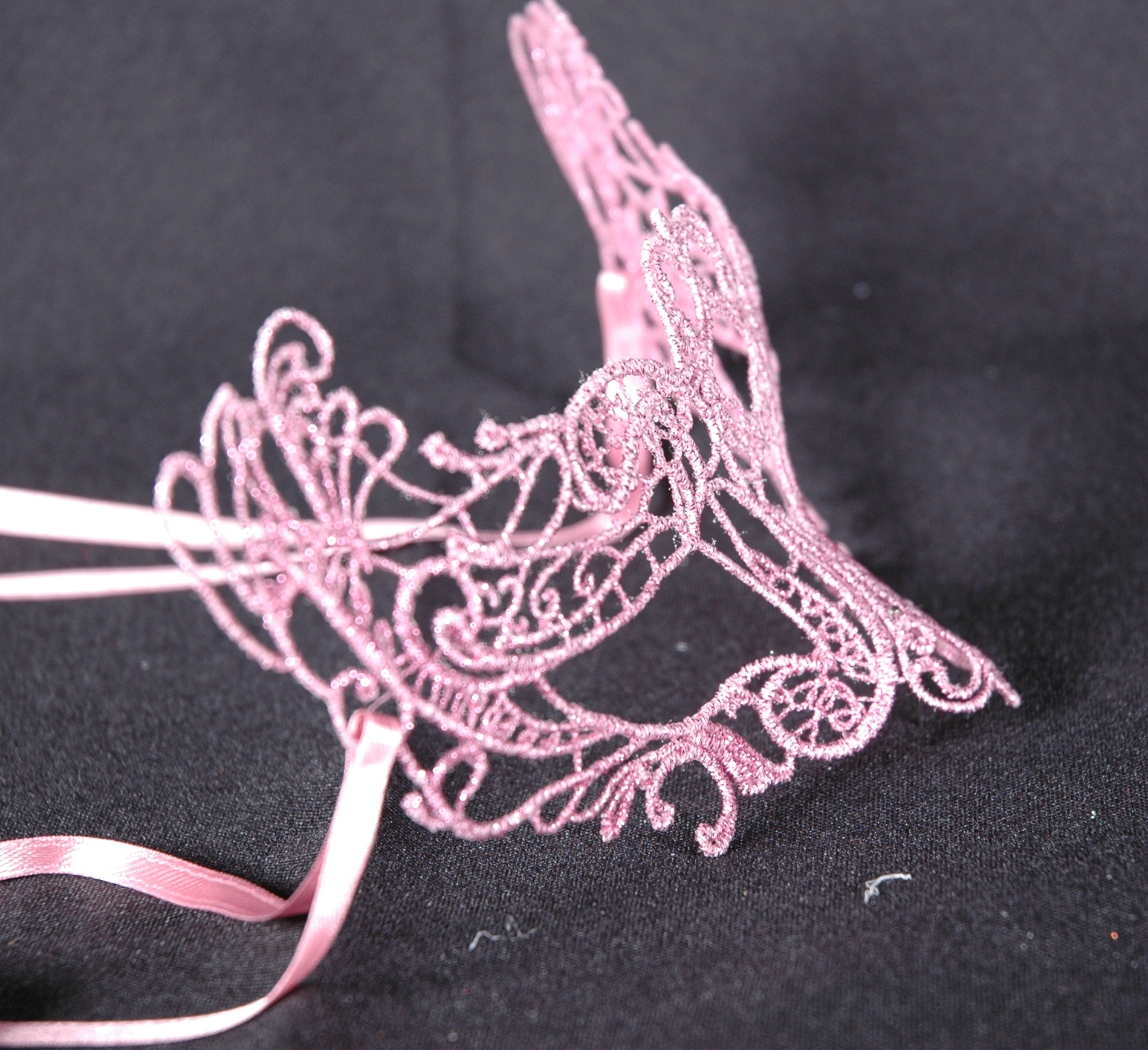 Venezianische Spitzen-Maske Onda rosa