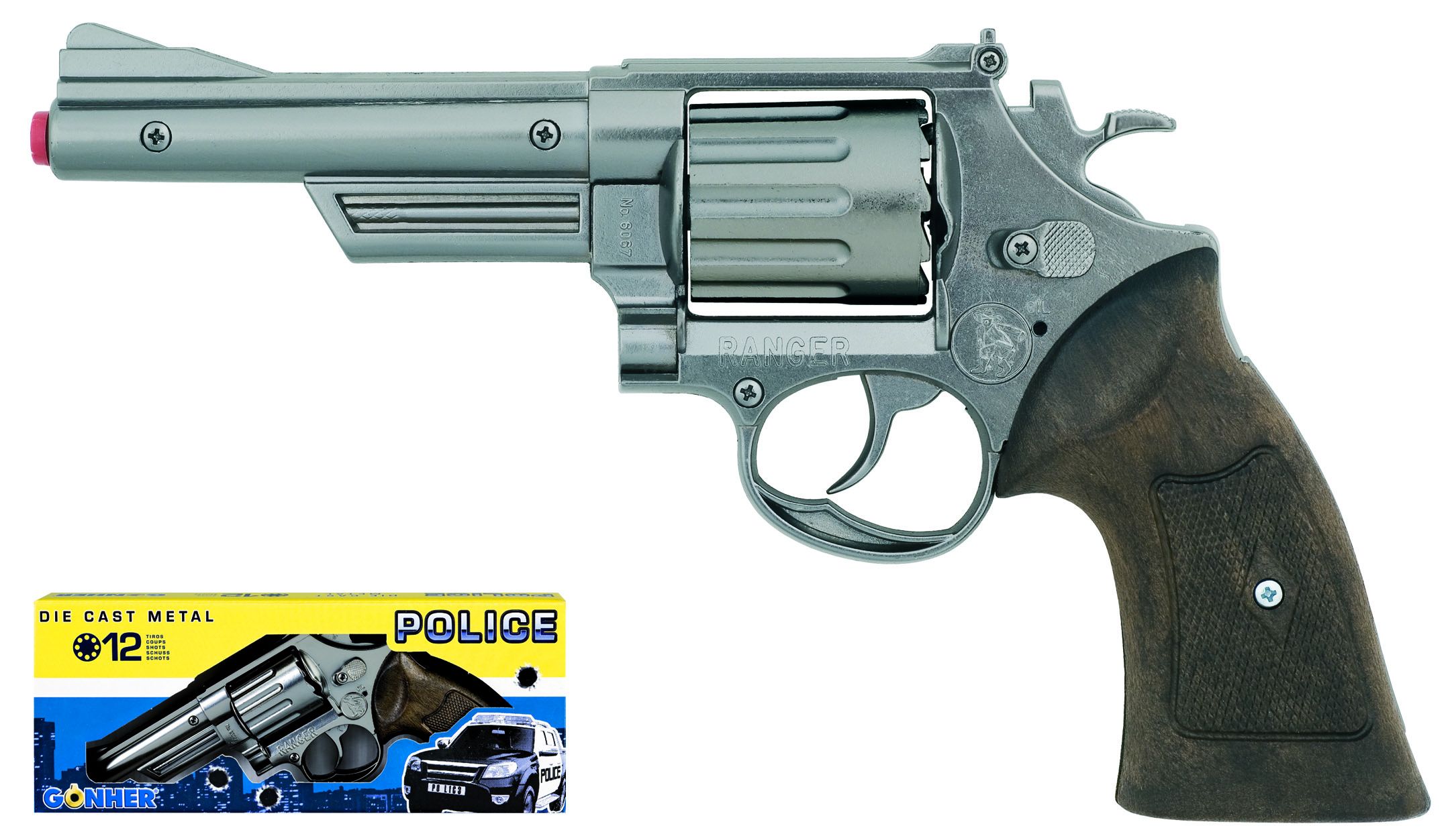 Polizei Revolver aus Metall  XL 12Schuss