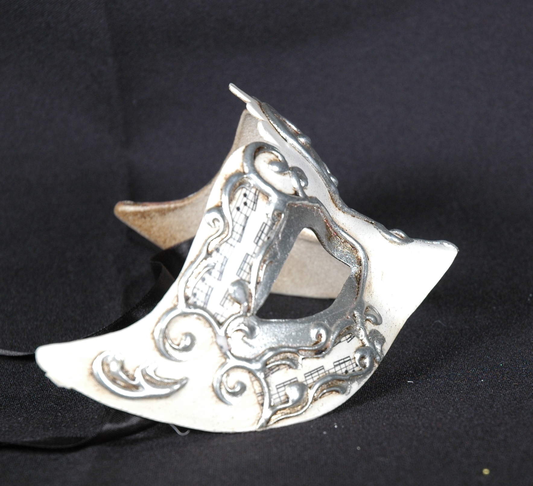 Venezianische Maske weiß-silber Columbine Punta Noten  IRIS