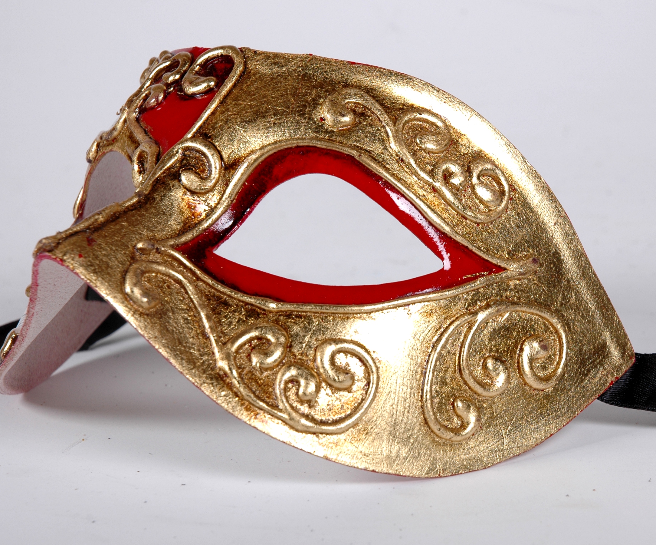 Venezianische Maske Columbine Musica rot-gold