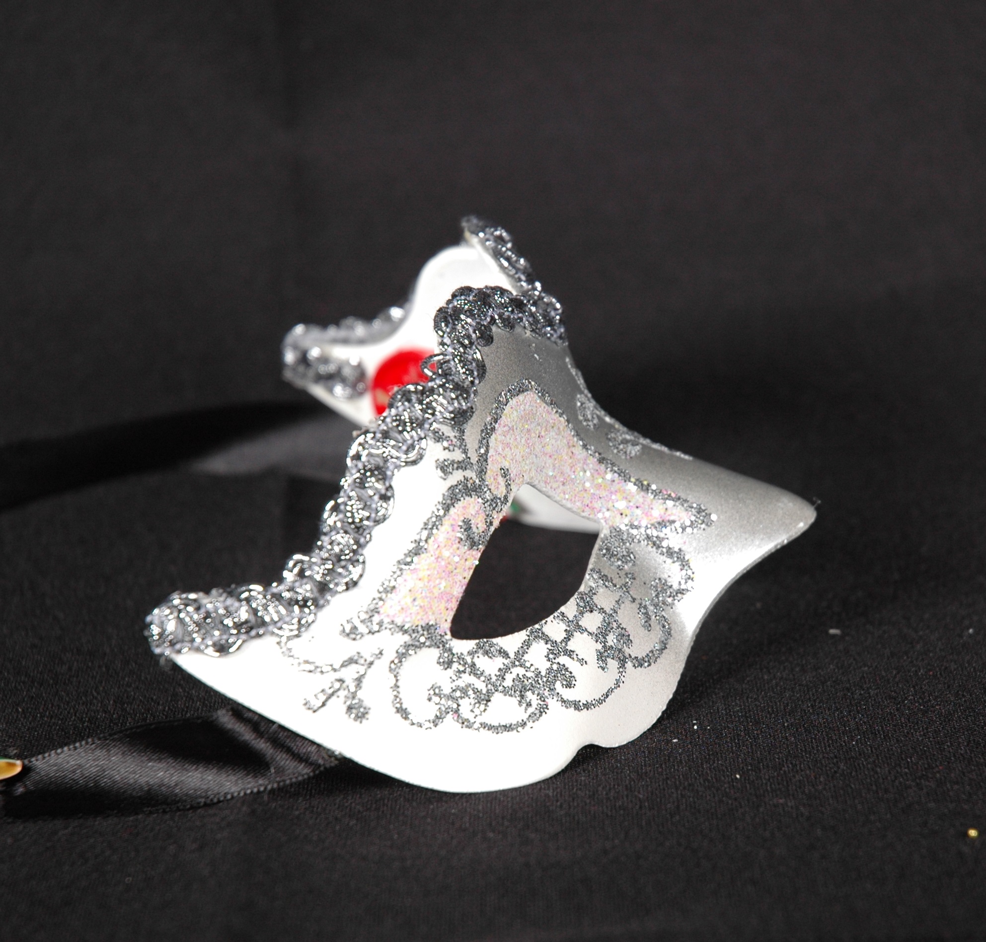 Venezianische Maske Columbine Baby weiß-silber STAR