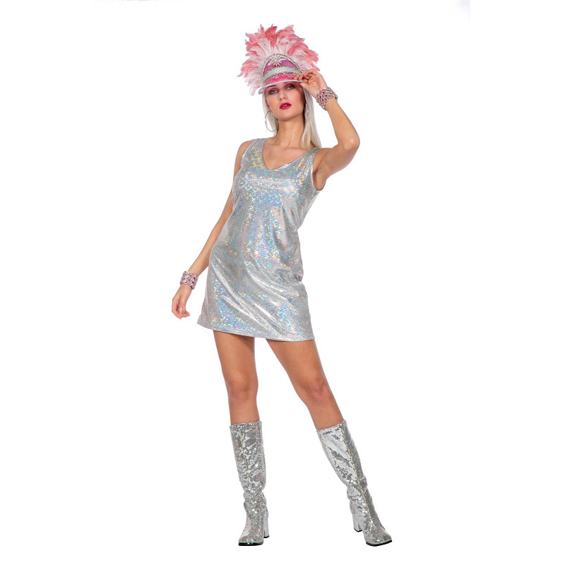 Disco Party Kleid silber S - 36