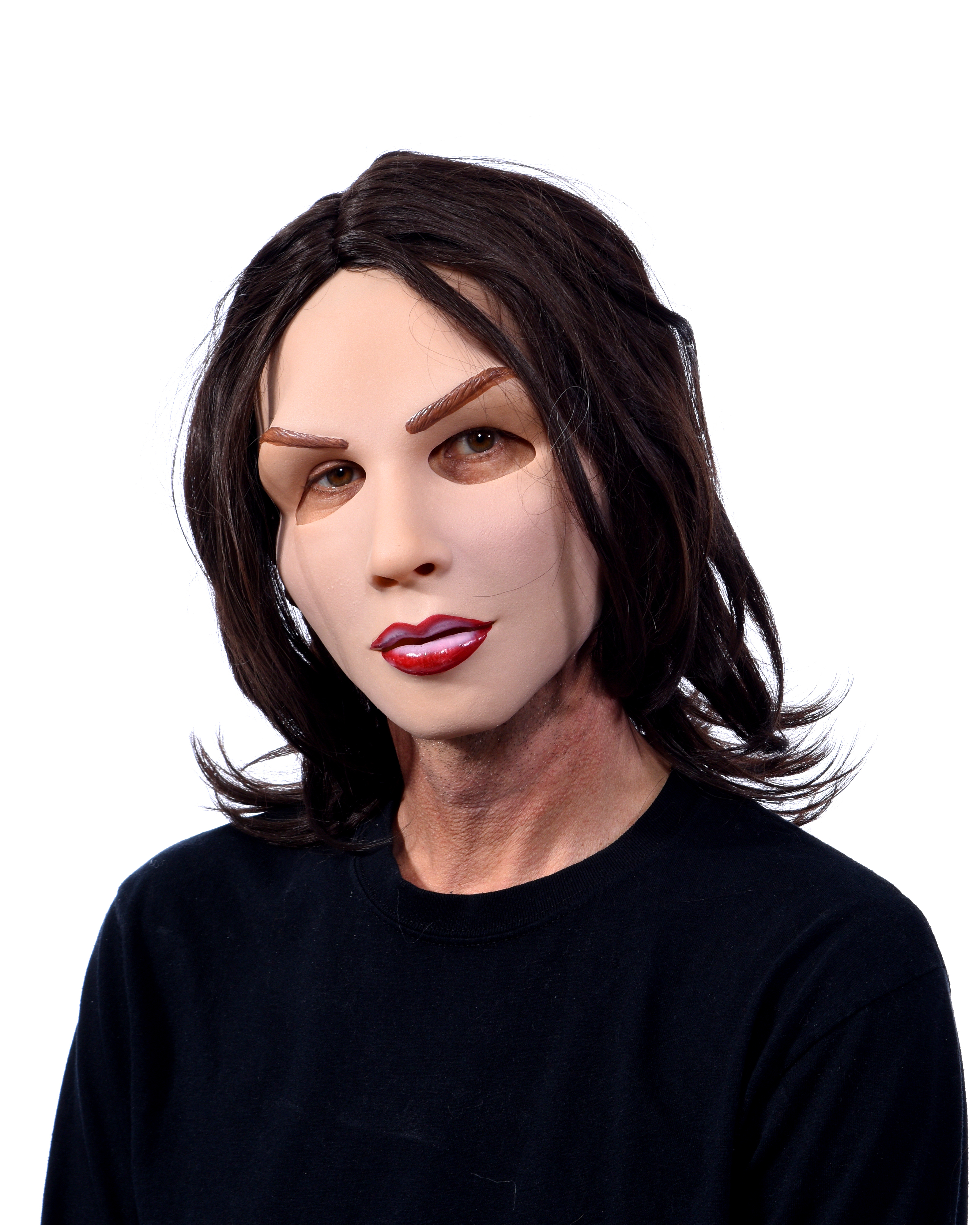 Madam Sylvia Soft Latex Maske mit braunen Haaren