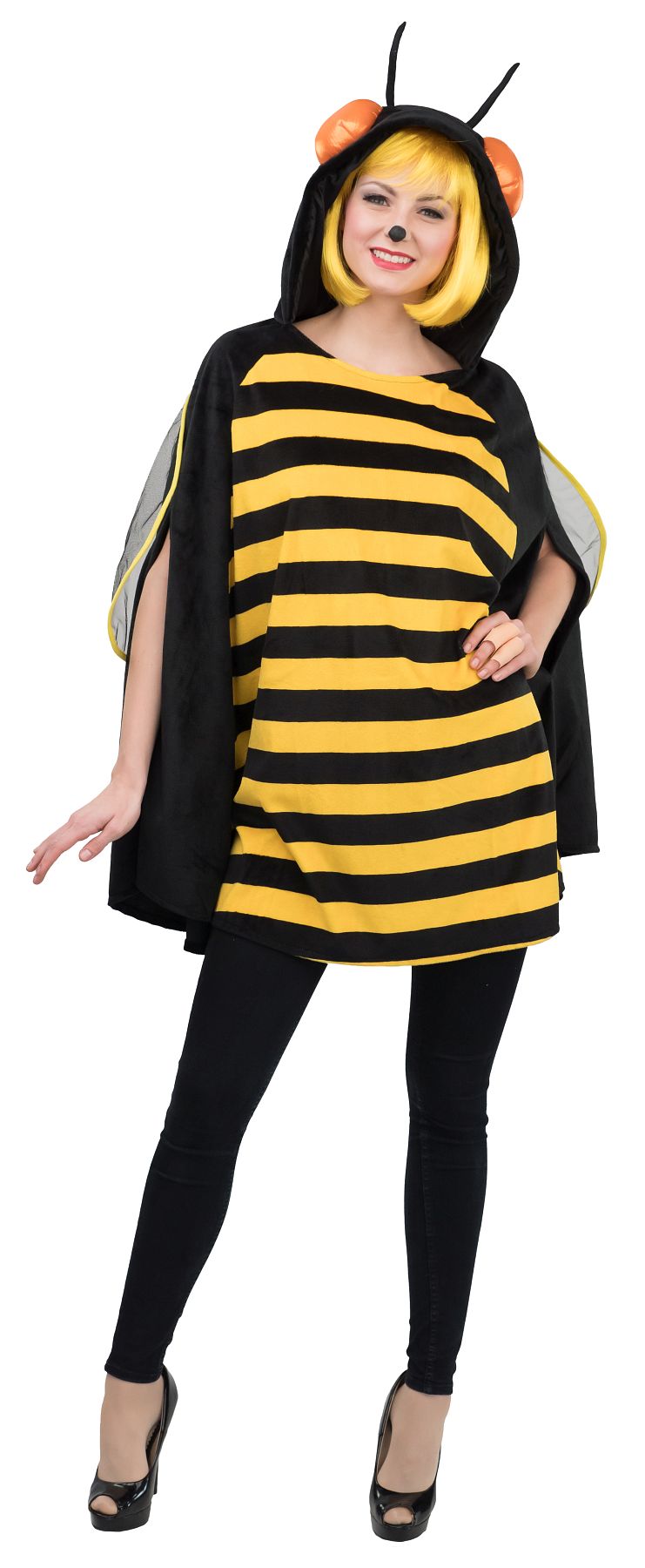 Bienen Cape/Poncho mit Kapuze für Erwachsenen