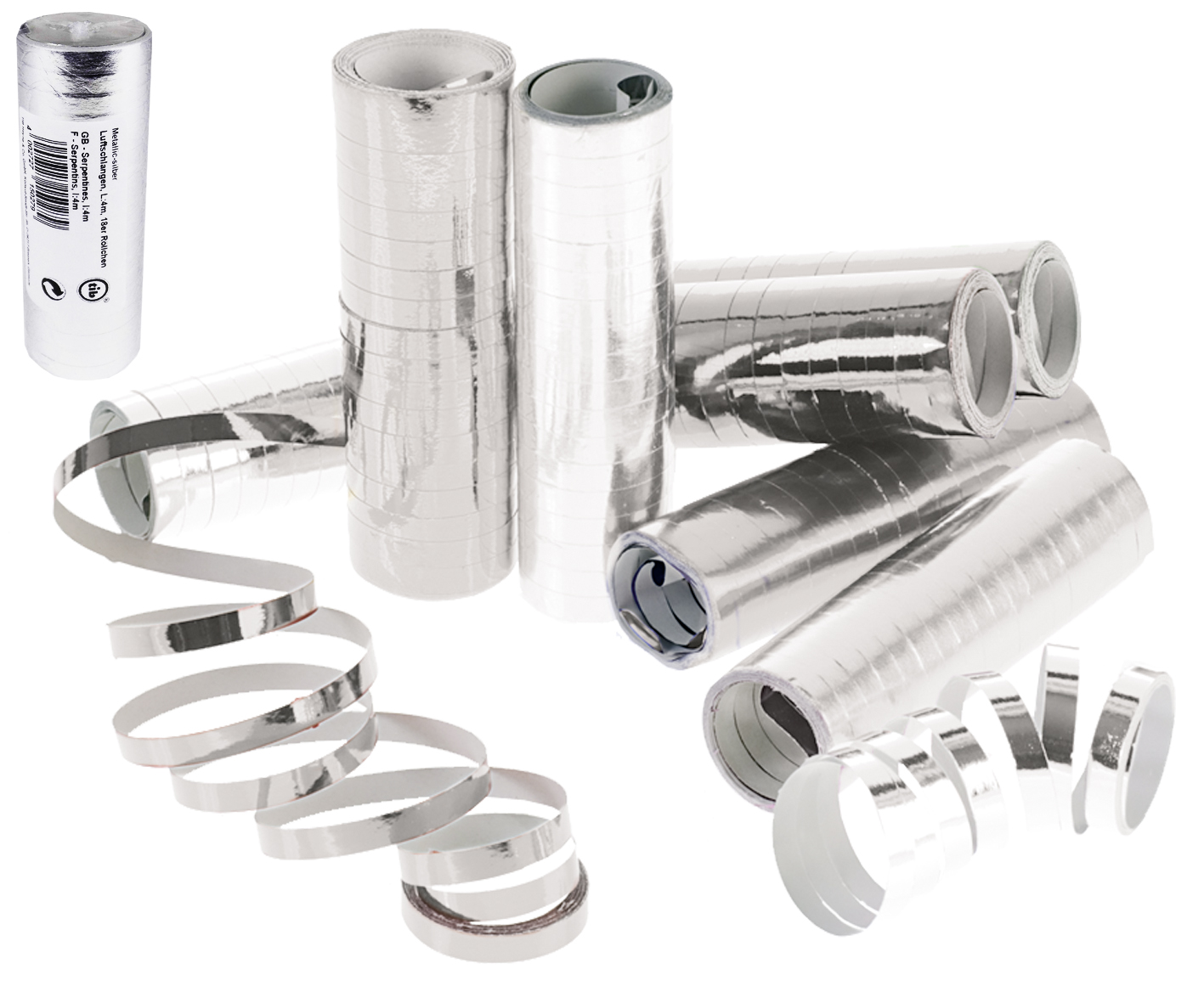 Luftschlangen Silber 4m