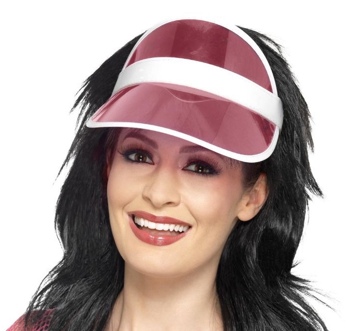 80er Jahre Stirnband mit Sonnenschutz Visier pink