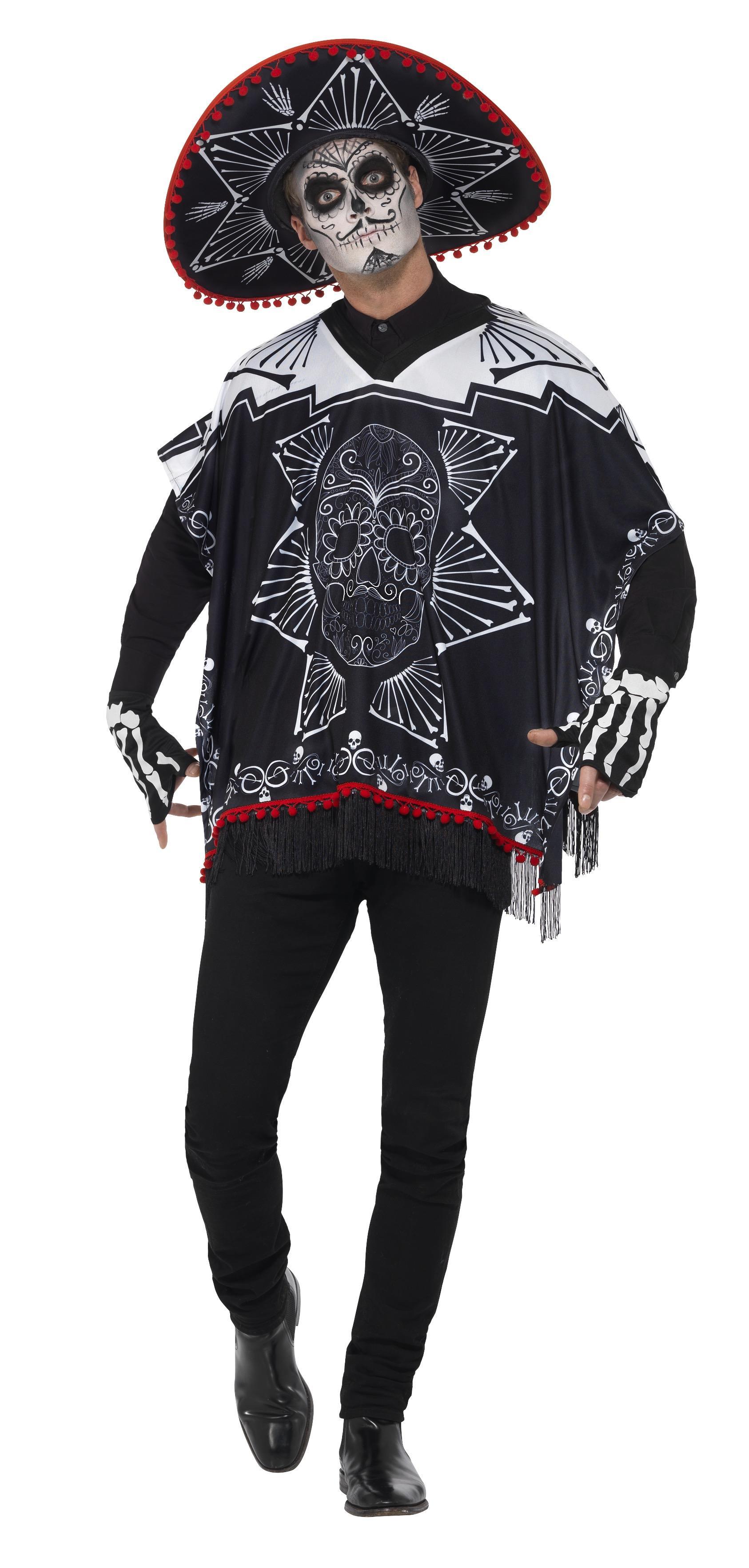 Day of the Dead Poncho m.Hut, Handschuhe OSZ