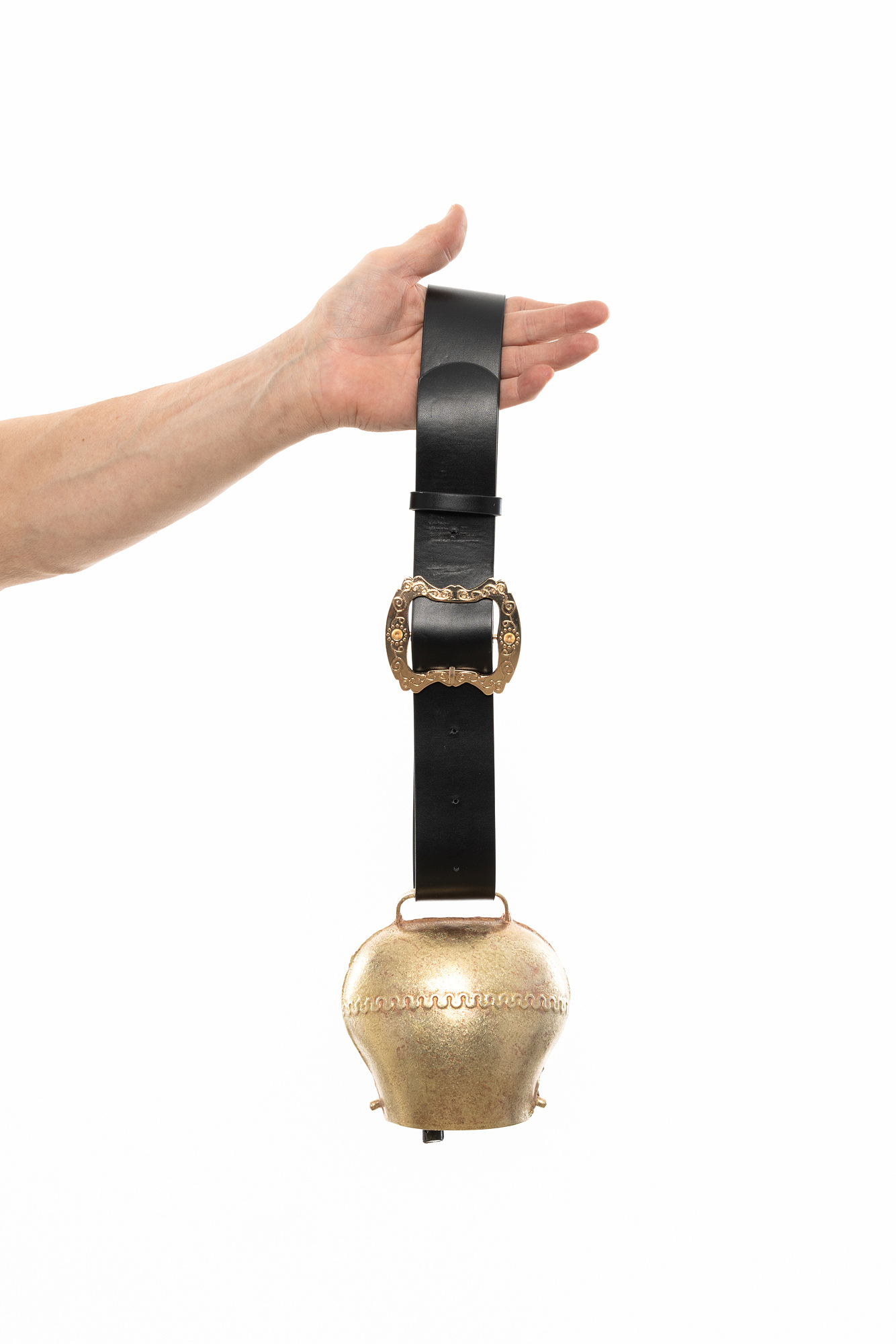 Gürtel schwarz ca. 150cm mit Gold-Schnalle