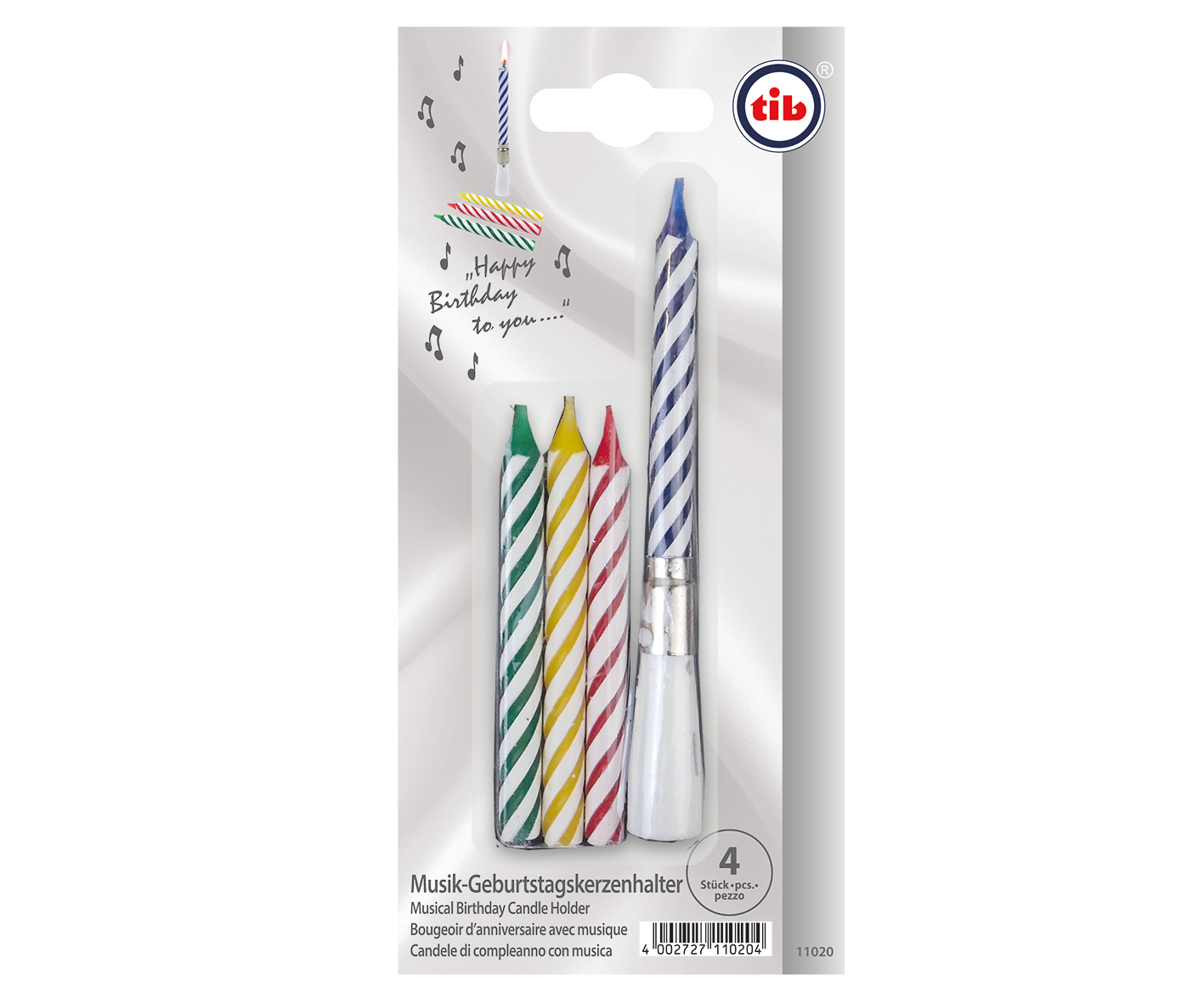 4 Stück Musikkerzen mit Happy Birthday Melodie