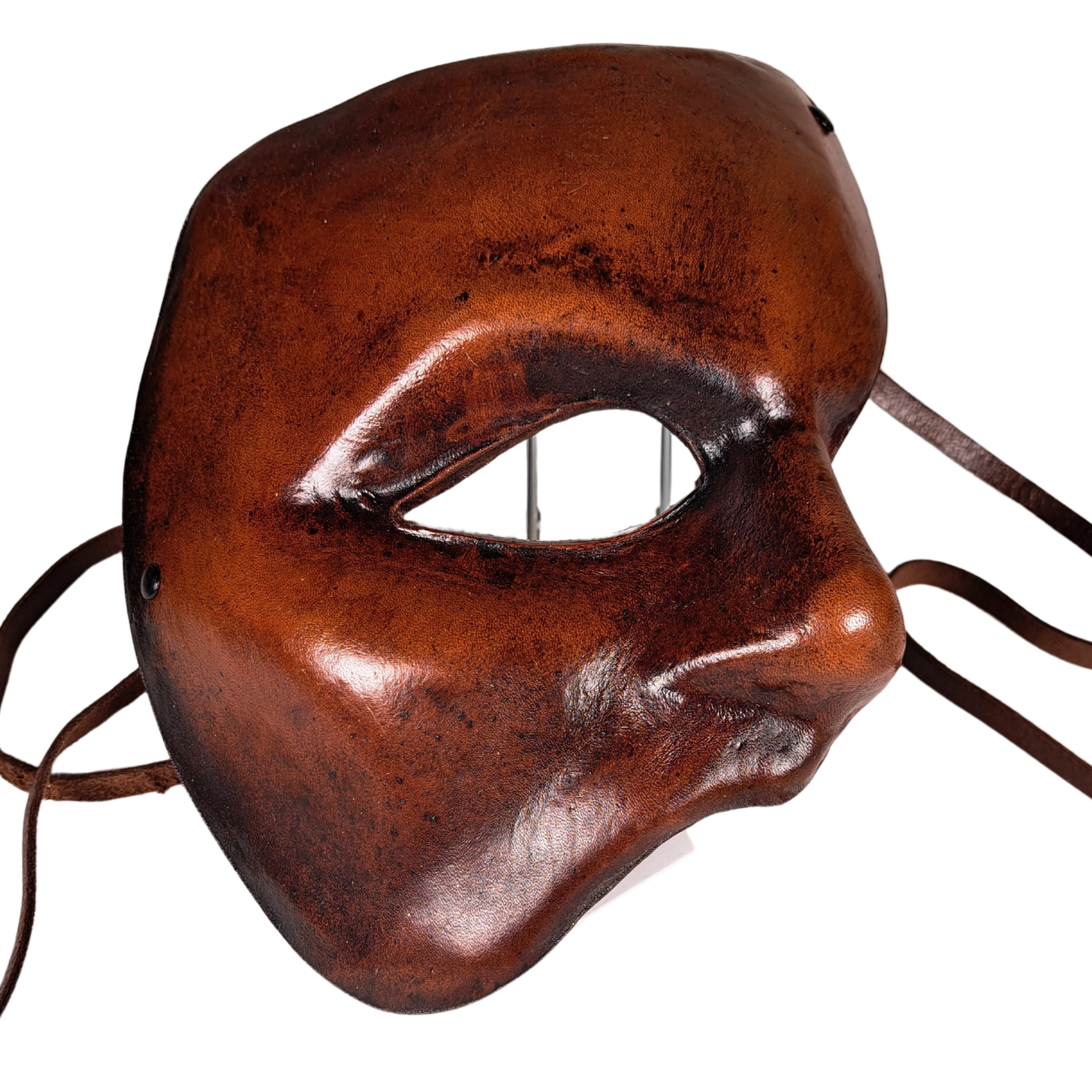 Venezianische Leder Halb-Maske Phantom braun