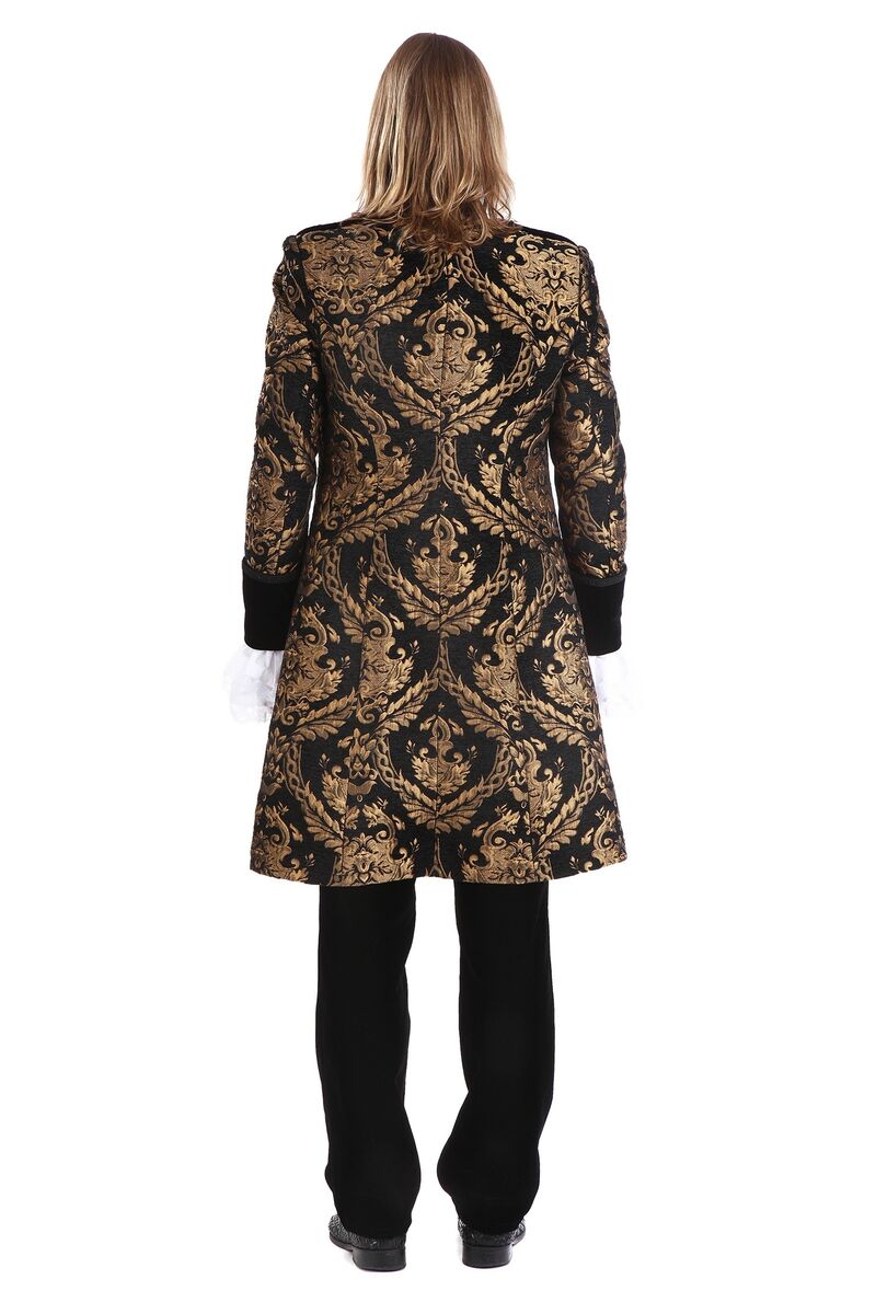 Brokat Mantel  schwarz-gold  L   Gr.50/52 deluxe