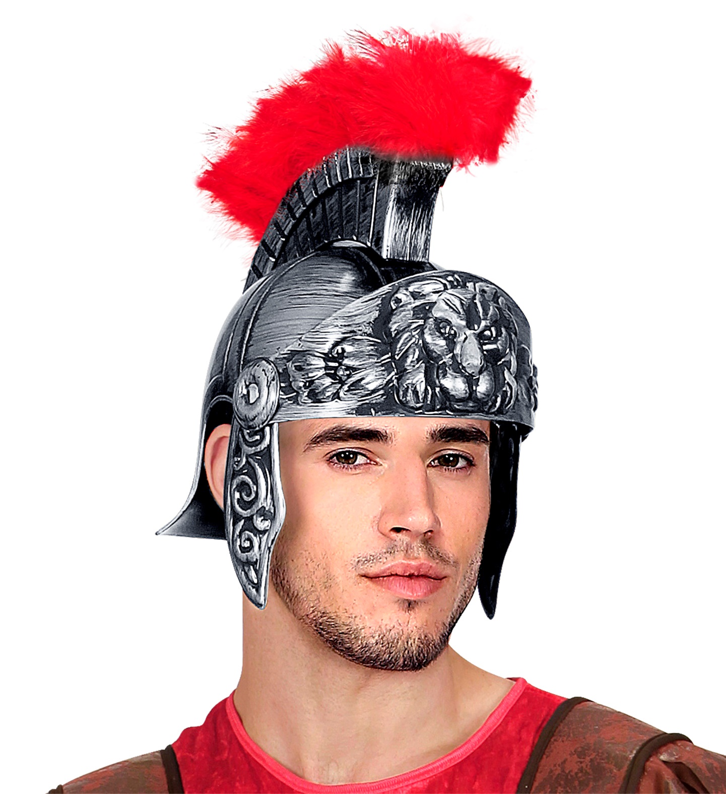 Römer Helm  für Erwachsene  silber-schwarz mit roten Federn