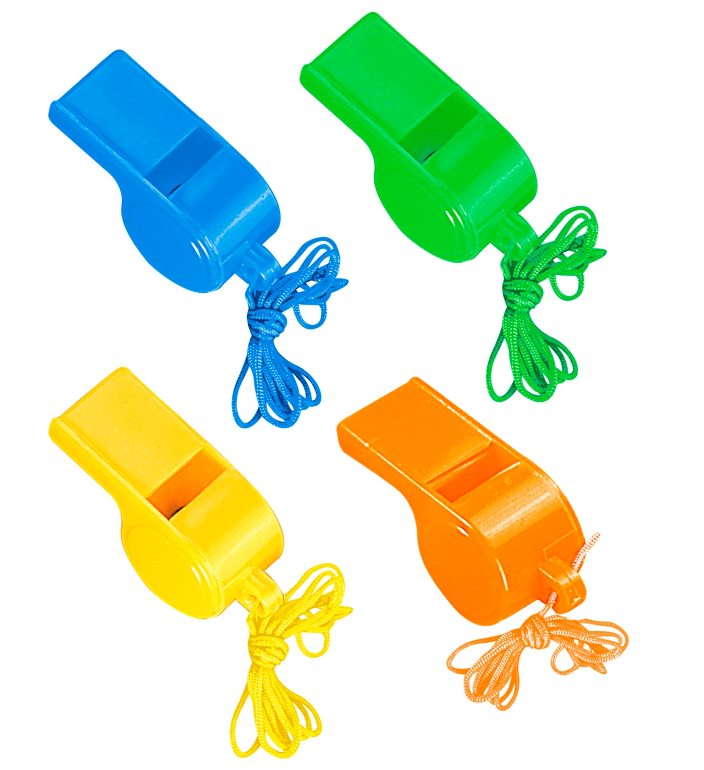 4er Packung Trillerpfeife neonfarben