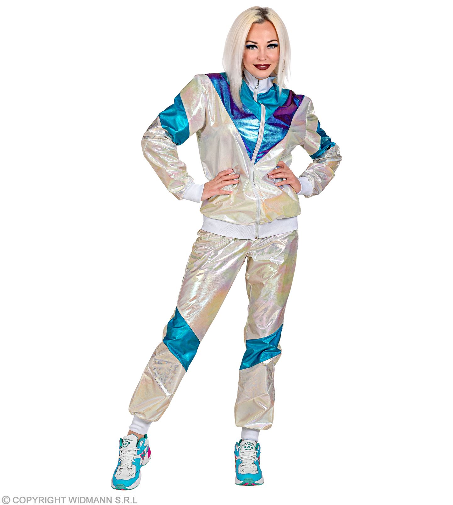 80er Jahre Trainingsanzug SMALL holographic-silber Design