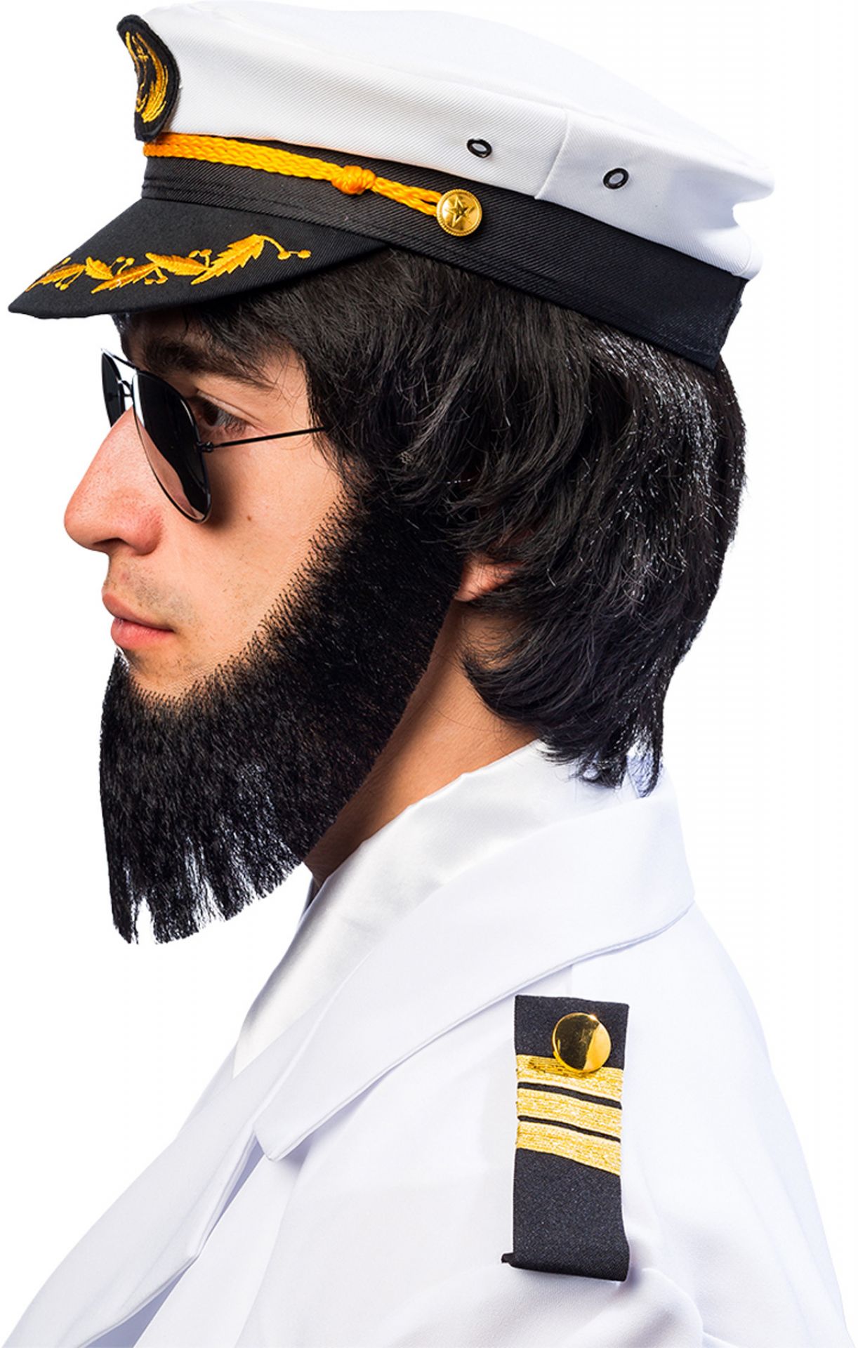 Kapitän Kappe  weiß-schwarz mit vestellbarer Größe