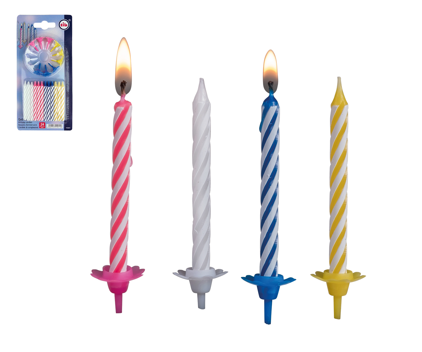 Geburtstagskerzen 24 Stk.+ 12 Halter