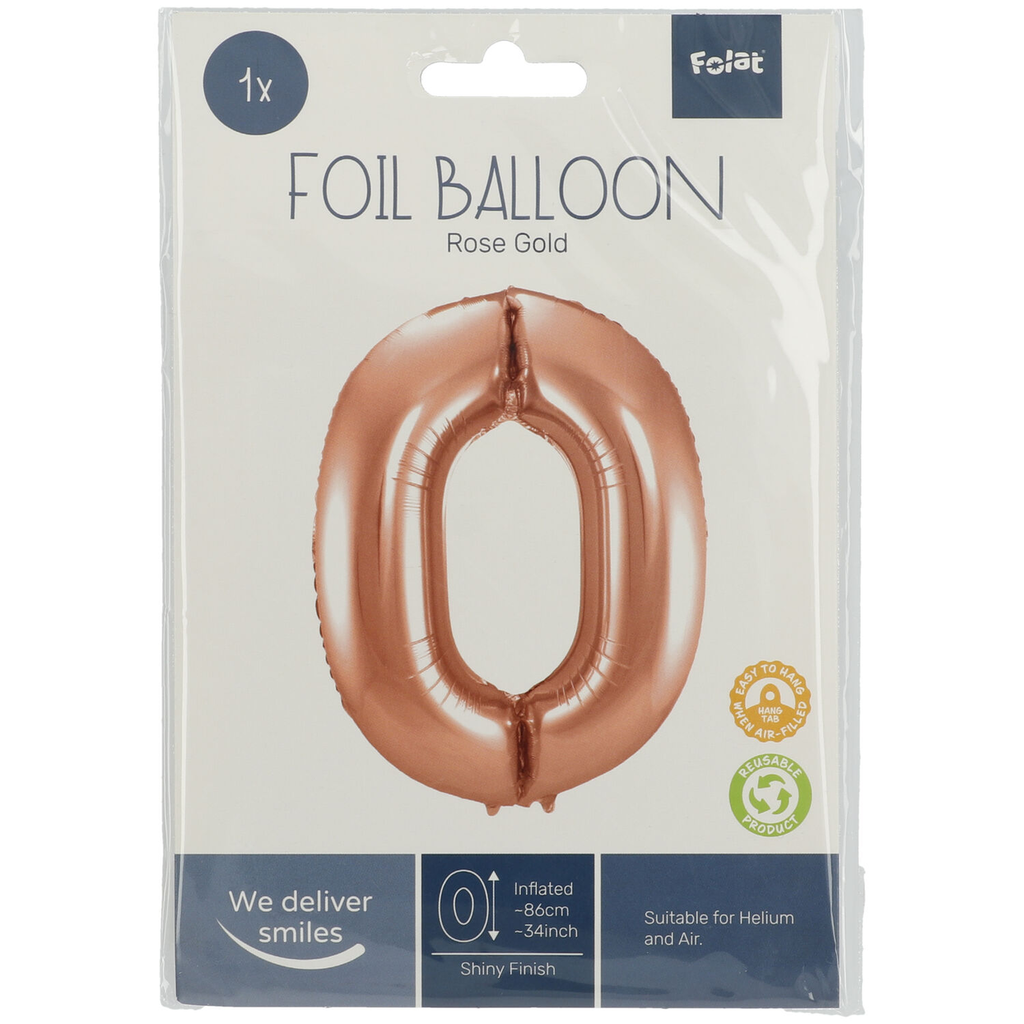 Zahlenballon "0" rose-gold  86cm Folie