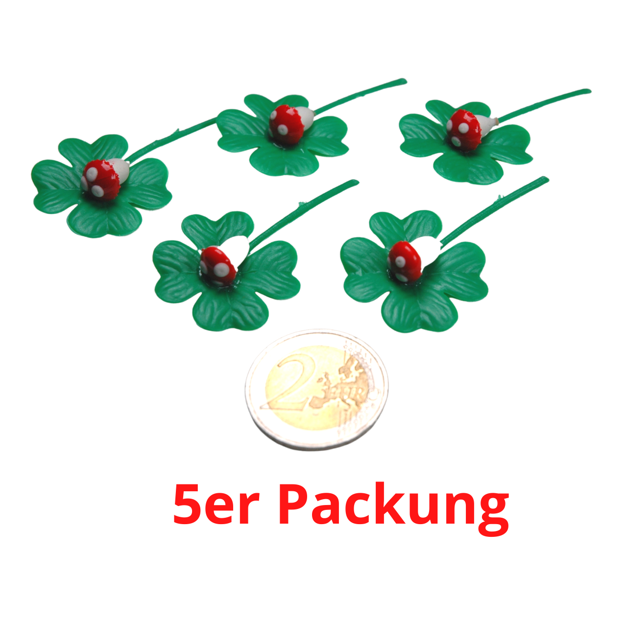 10 Stück Glücksbringer Kleebaltt mit Pilz ca. 5x3cm