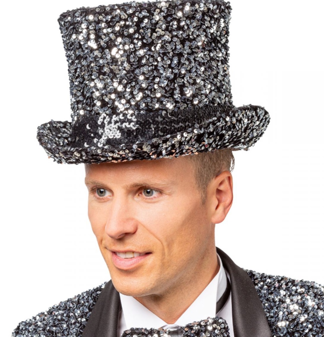 Pailletten Zylinder Silber delux