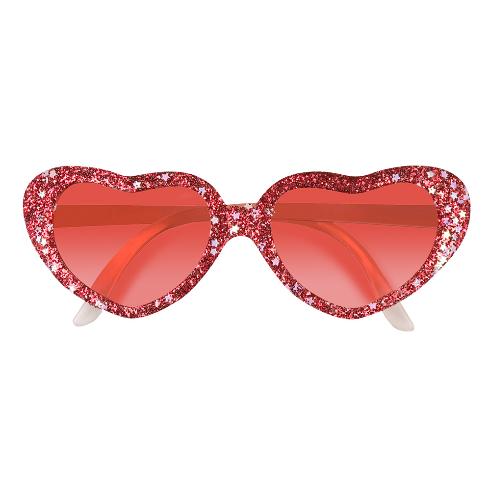 Rote Herzbrille mit Glitter