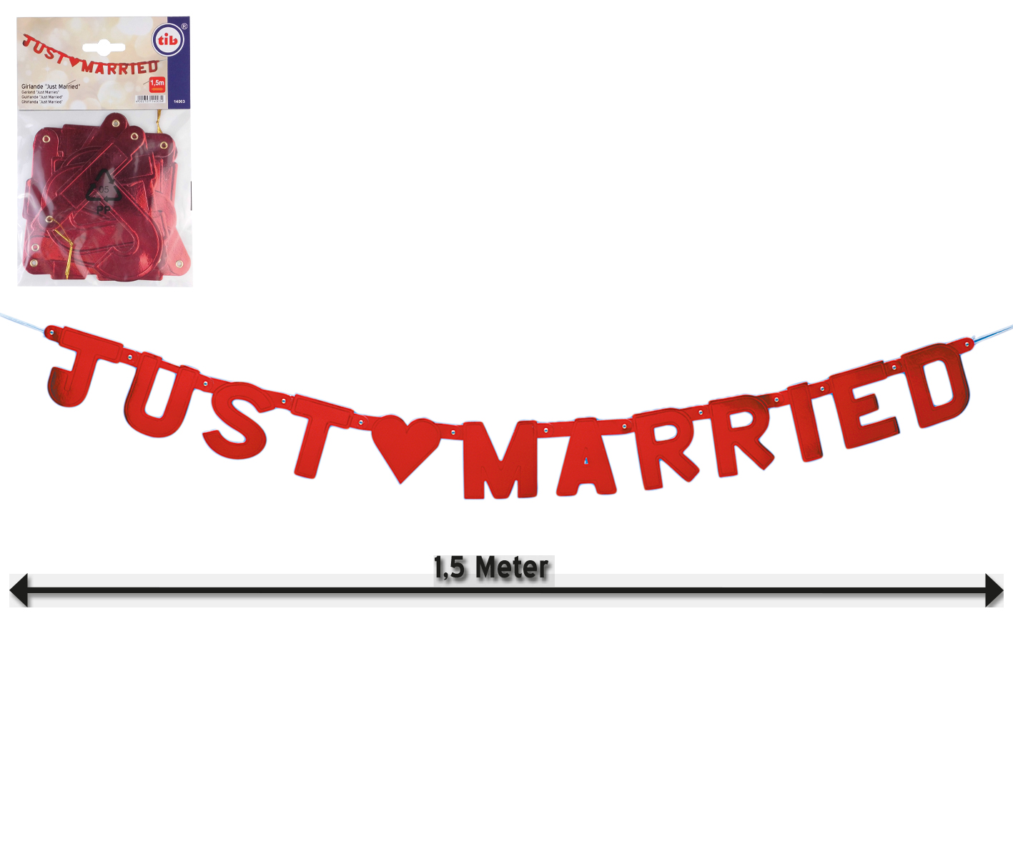 Buchstaben Girlande "Just Married" 2,7m