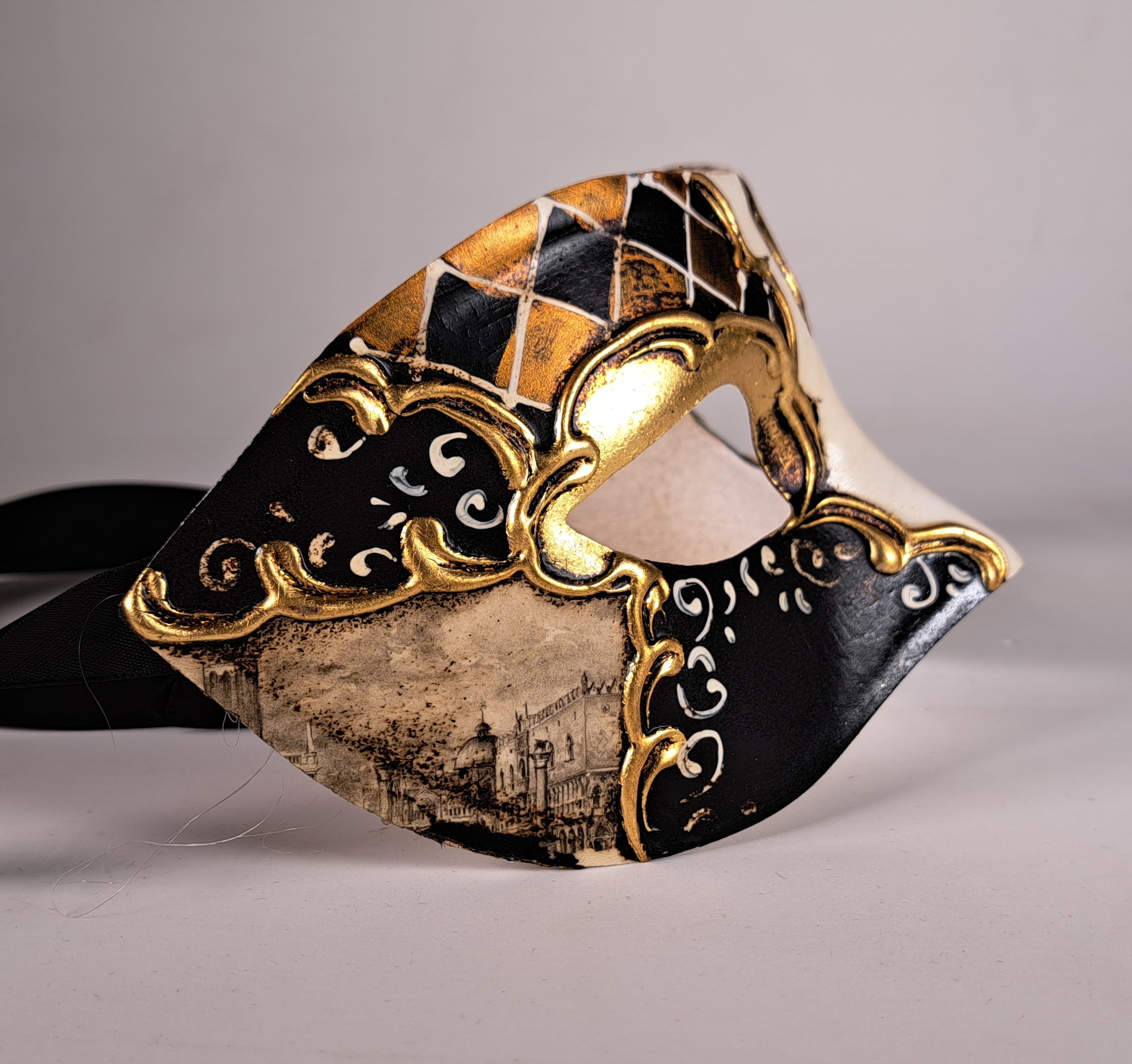Venezianische Maske Columbine VENEZIA schwarz-gold