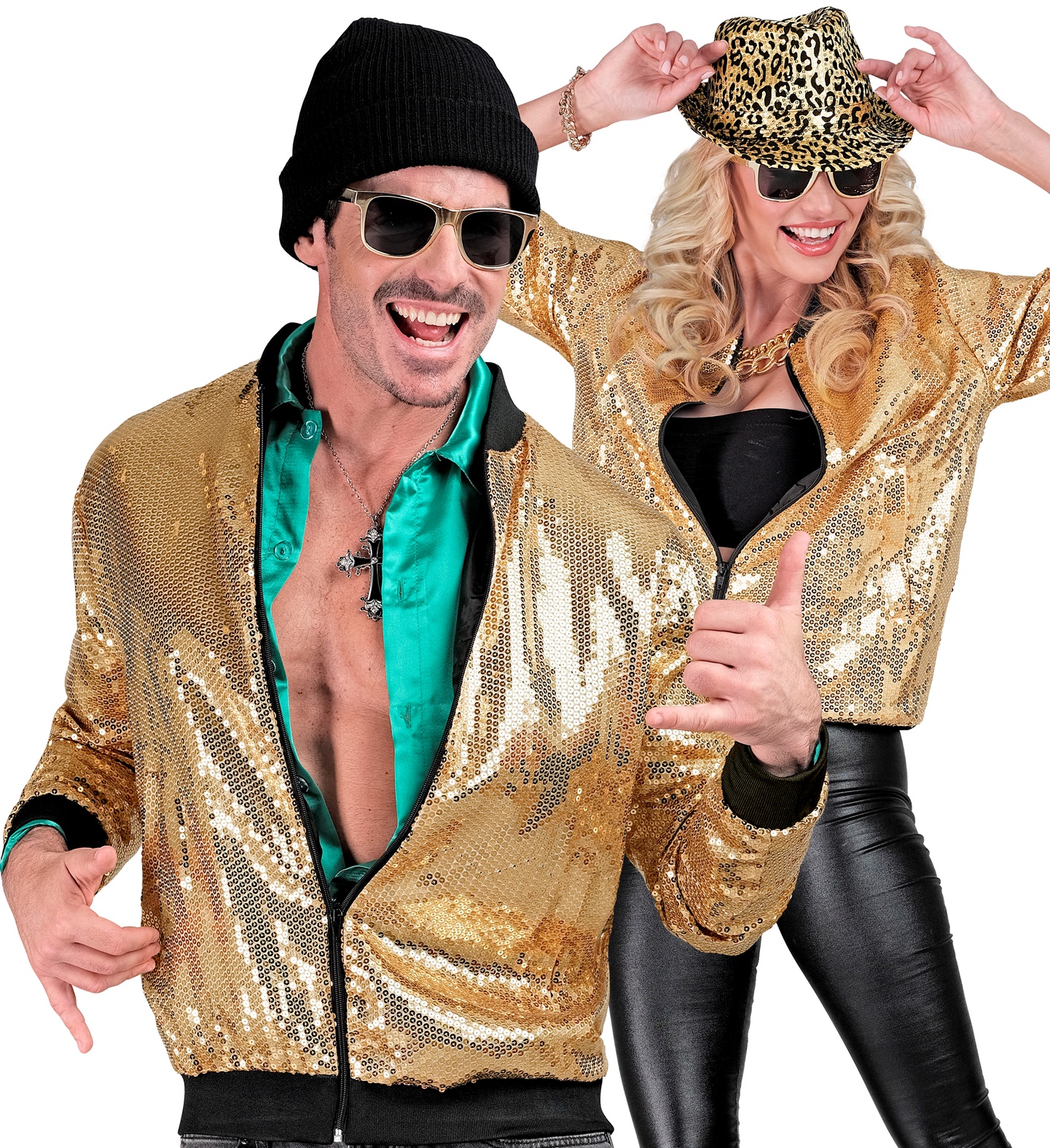 Pailletten Bomberjacke gold S/M für Damen und Herren