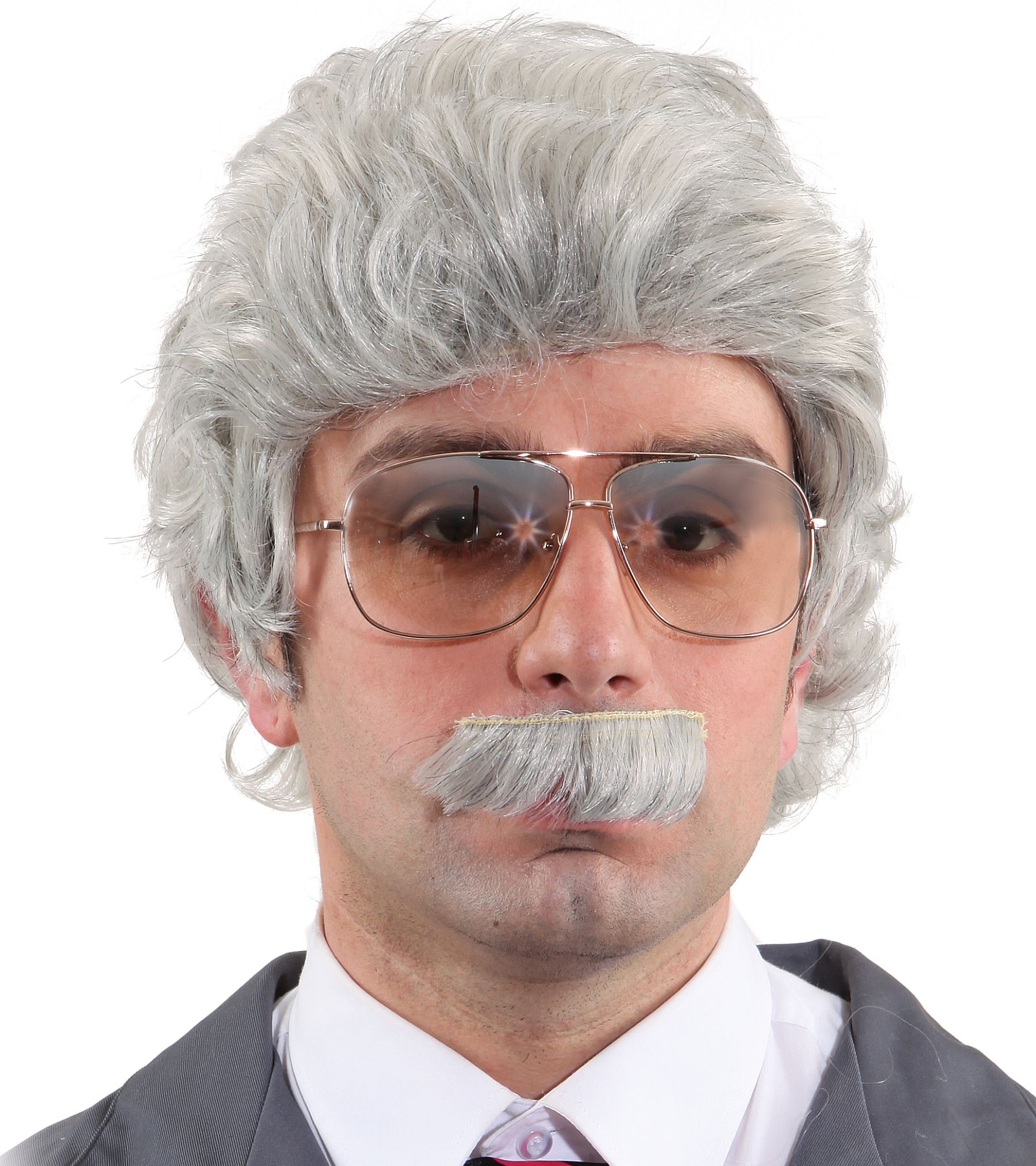 Herrenperücke grau mit Bart