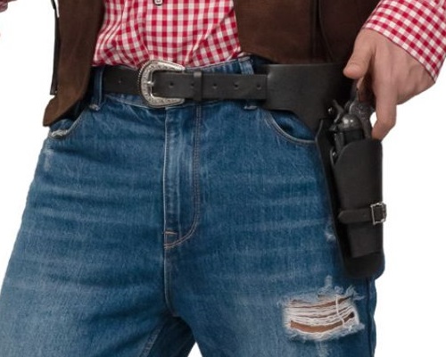 Western Gürtel schwarz mit Pistolentaschen