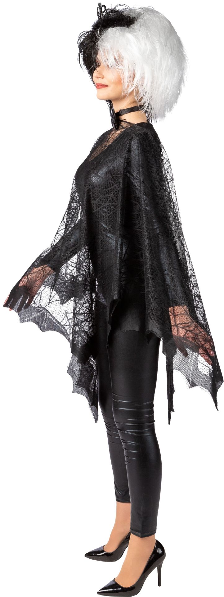 Spinnweben Poncho schwarz Einheitsgröße