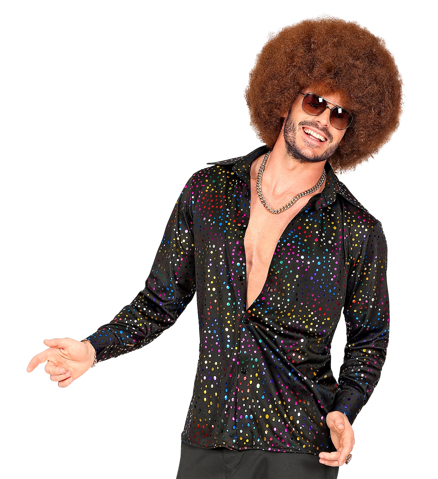 Disco Shirt  L/XL schwarz-glitter