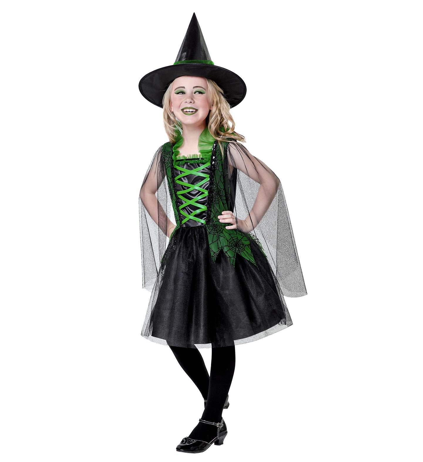 Wicked Witch Hexenkleid schwarz-grün Größe 140