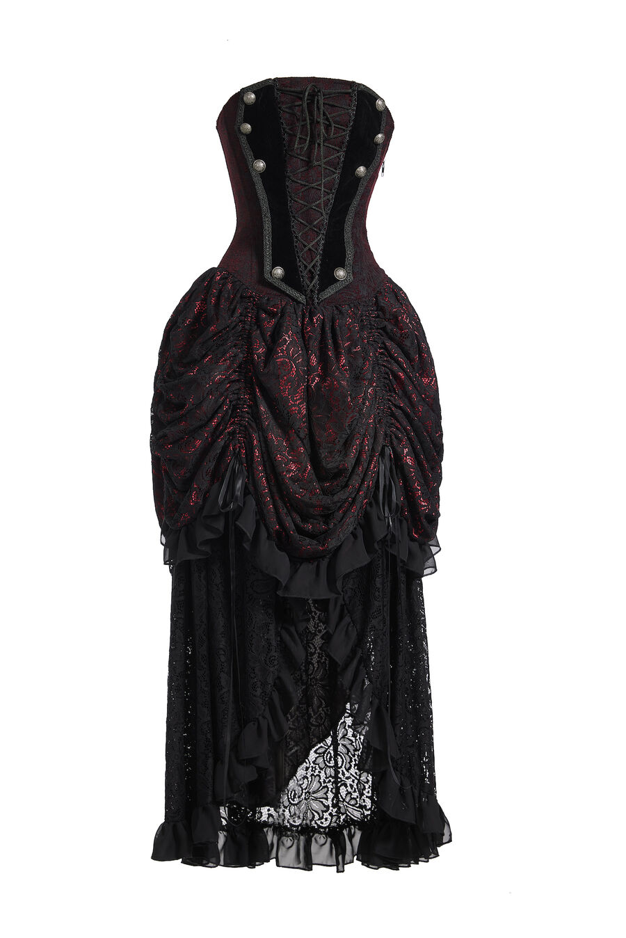 Corsage Kleid rot-schwarz  XL  Gr.42/44