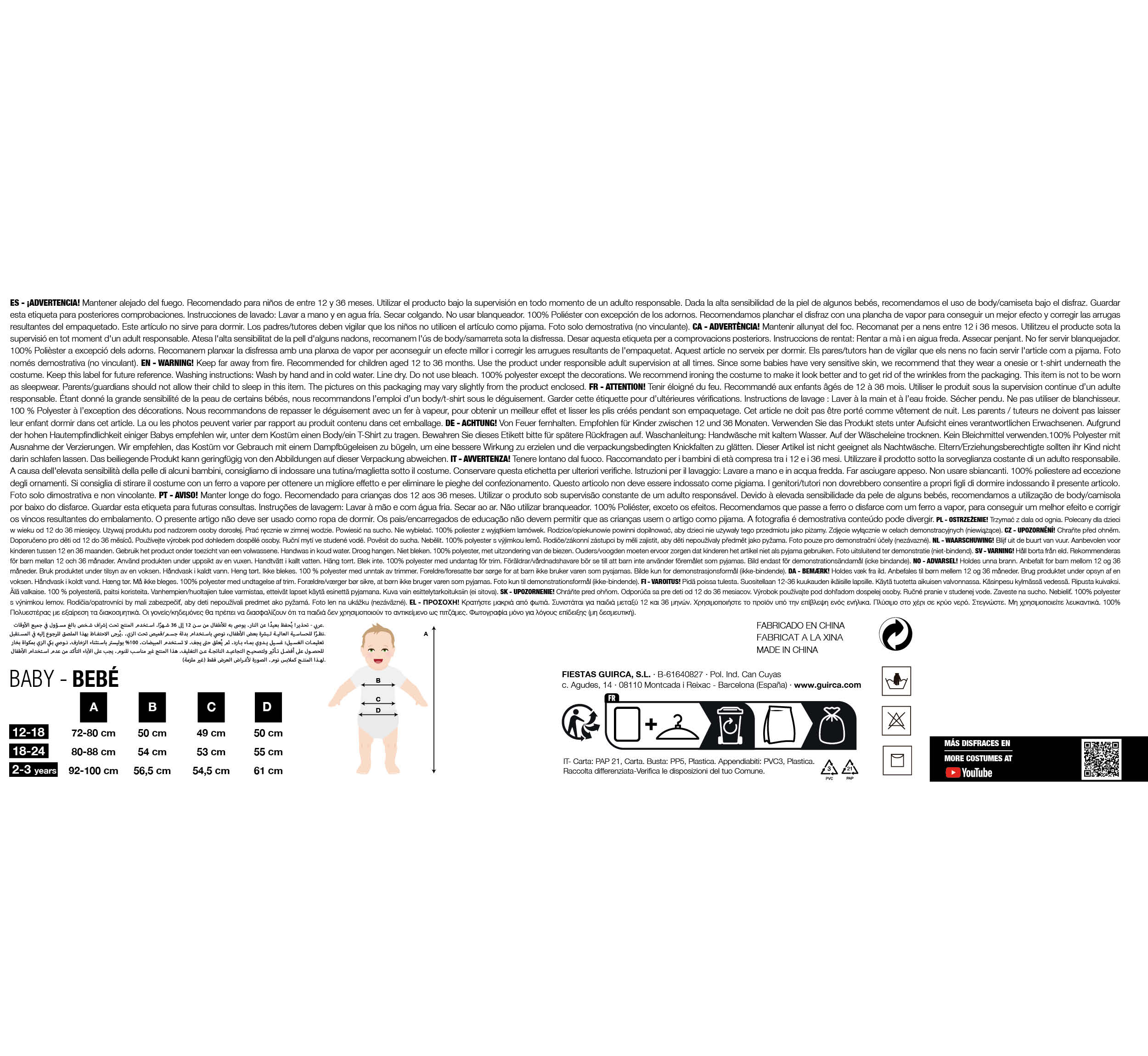 Baby Katzen Umhang 18-24 Monate schwarz
