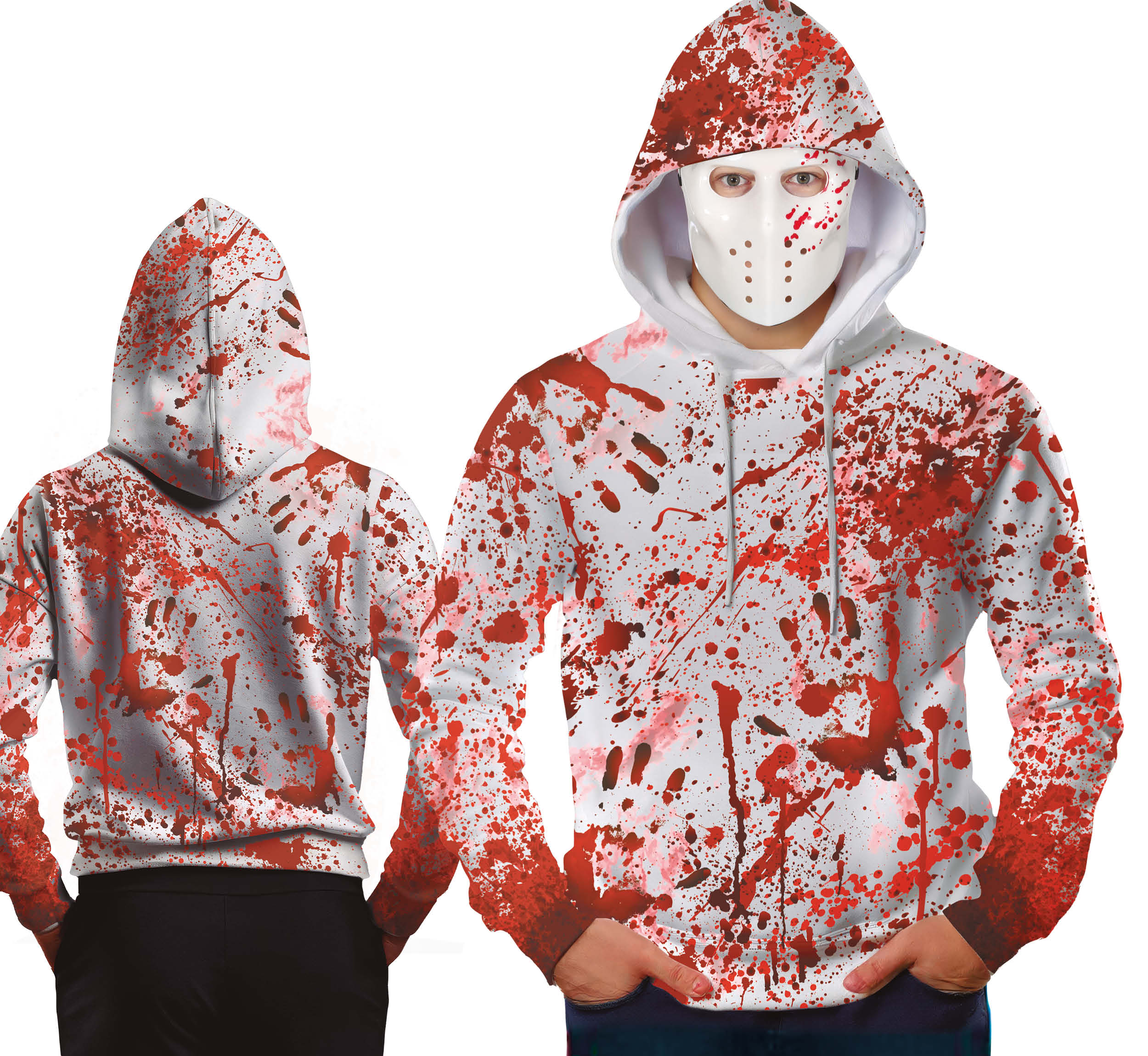 Blutiger Kapuzen Pulli 52-54  L mit Maske