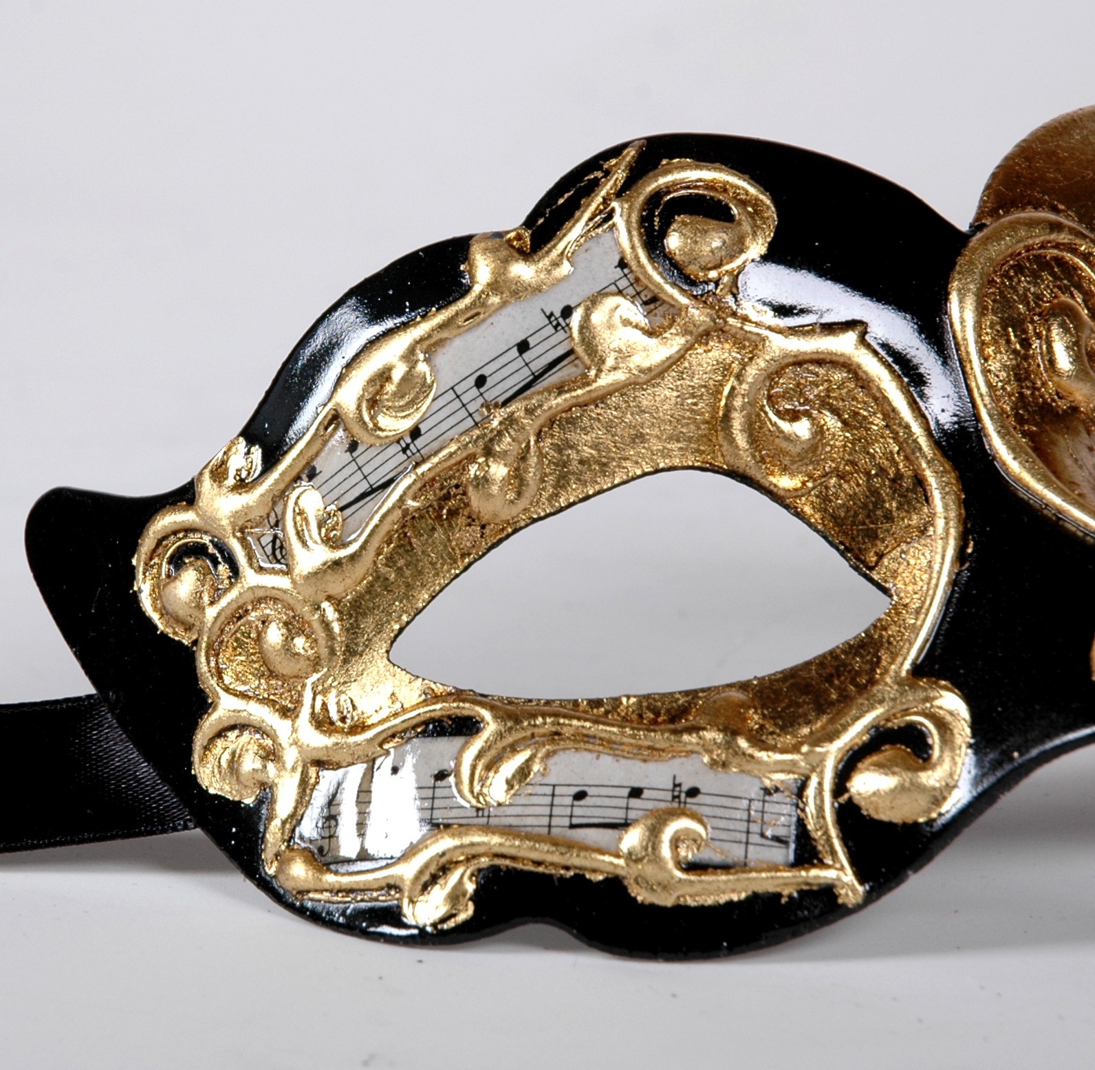 Venezianische Maske Columbine Baby Musica schwarz-gold