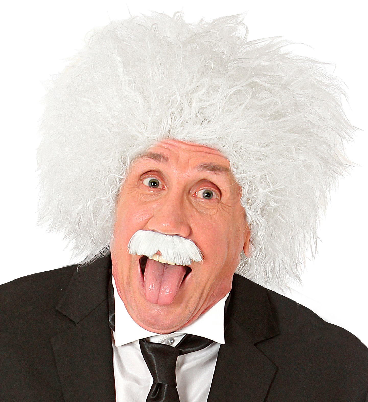 Einstein Perücke weiß mit Bart