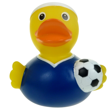 Fußball Badeente mit blauem Trikot 8cm