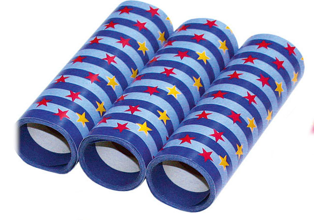 Luftschlangen 3er Packung blau mit Sternen