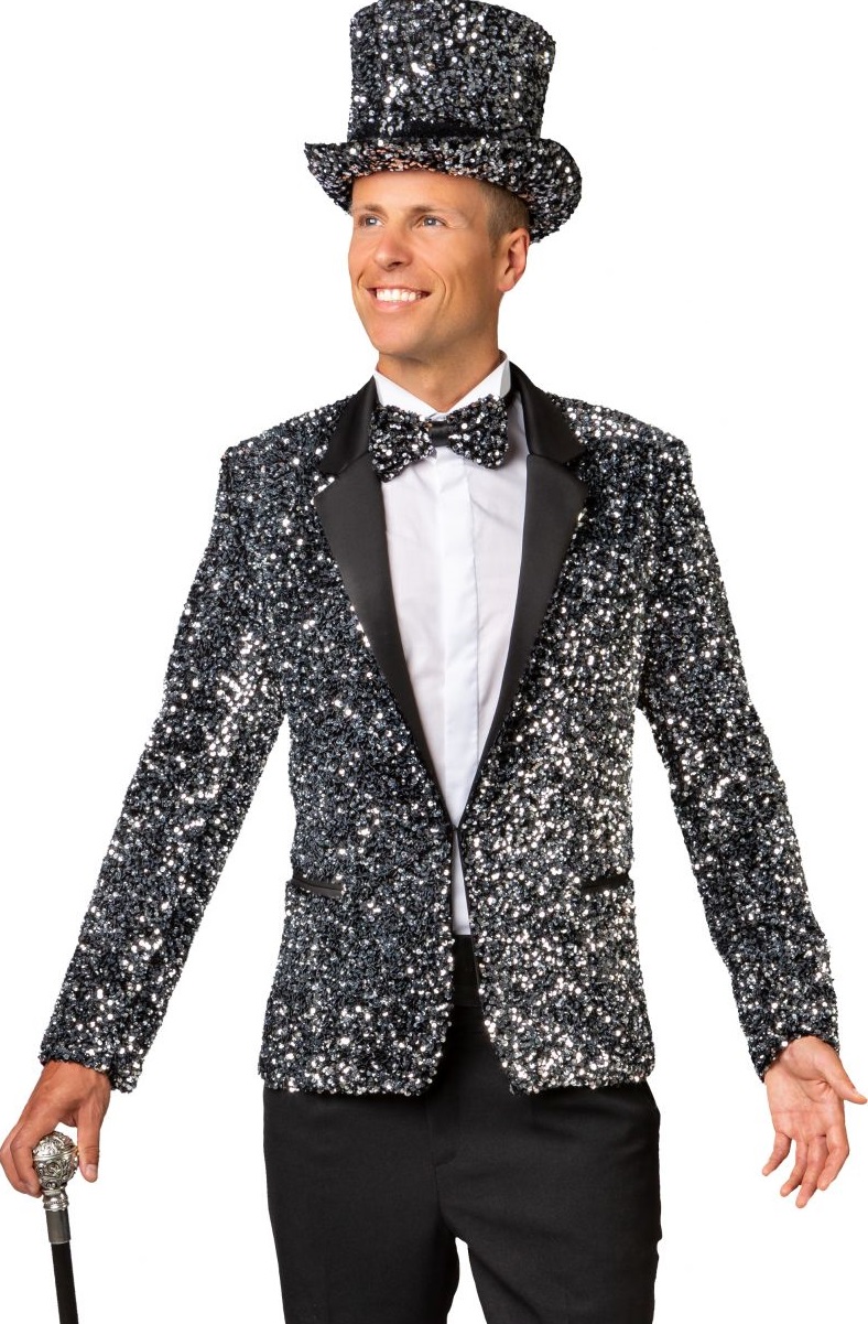 Silber Pailletten Show Jacke deluxe Größe 48