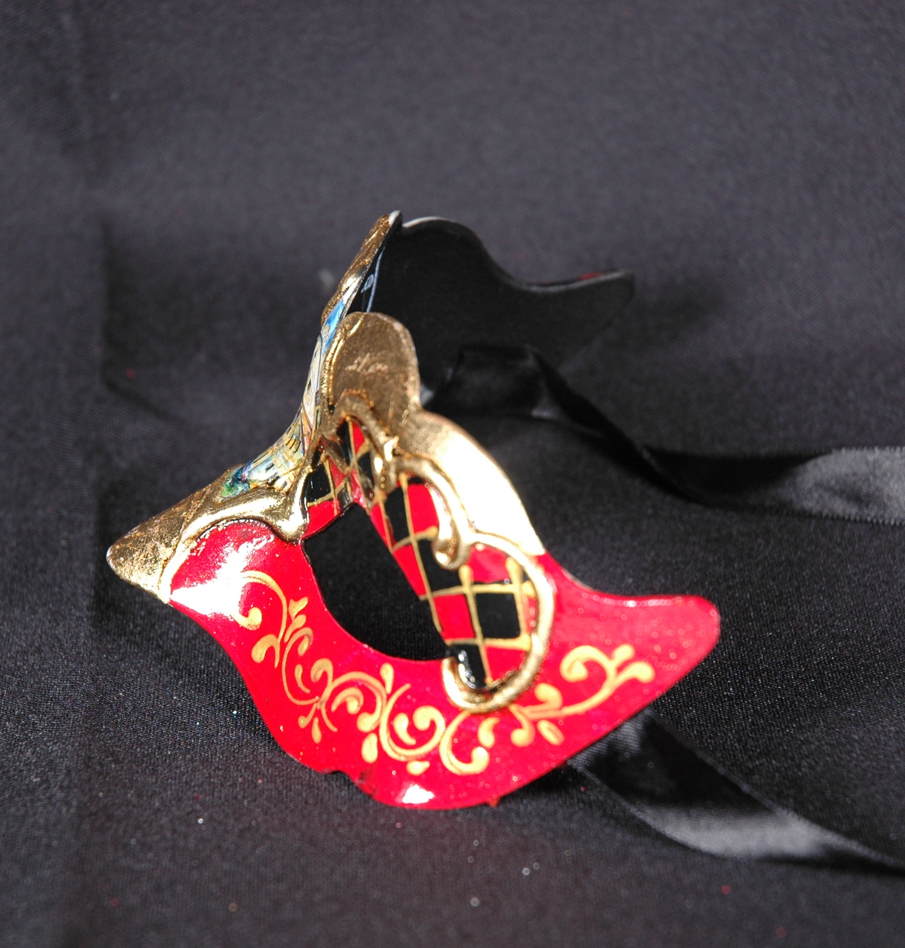 Venezianische Maske Columbine Baby VENEZIA rot-gold