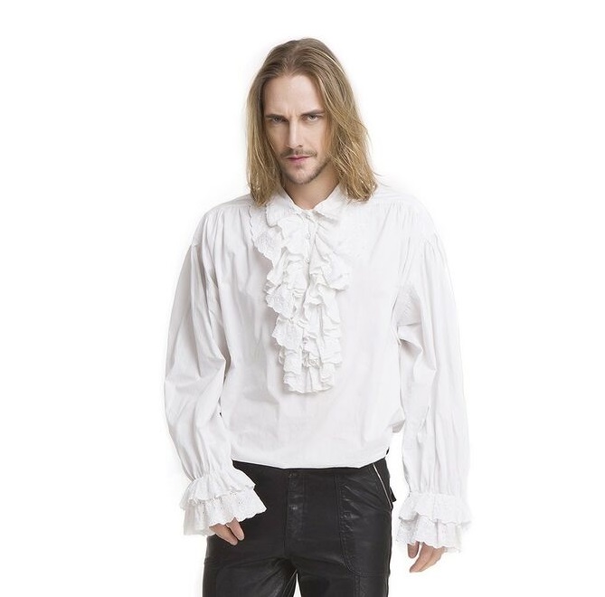 Rüschenhemd weiß XL Gr.54/56   Baumwolle