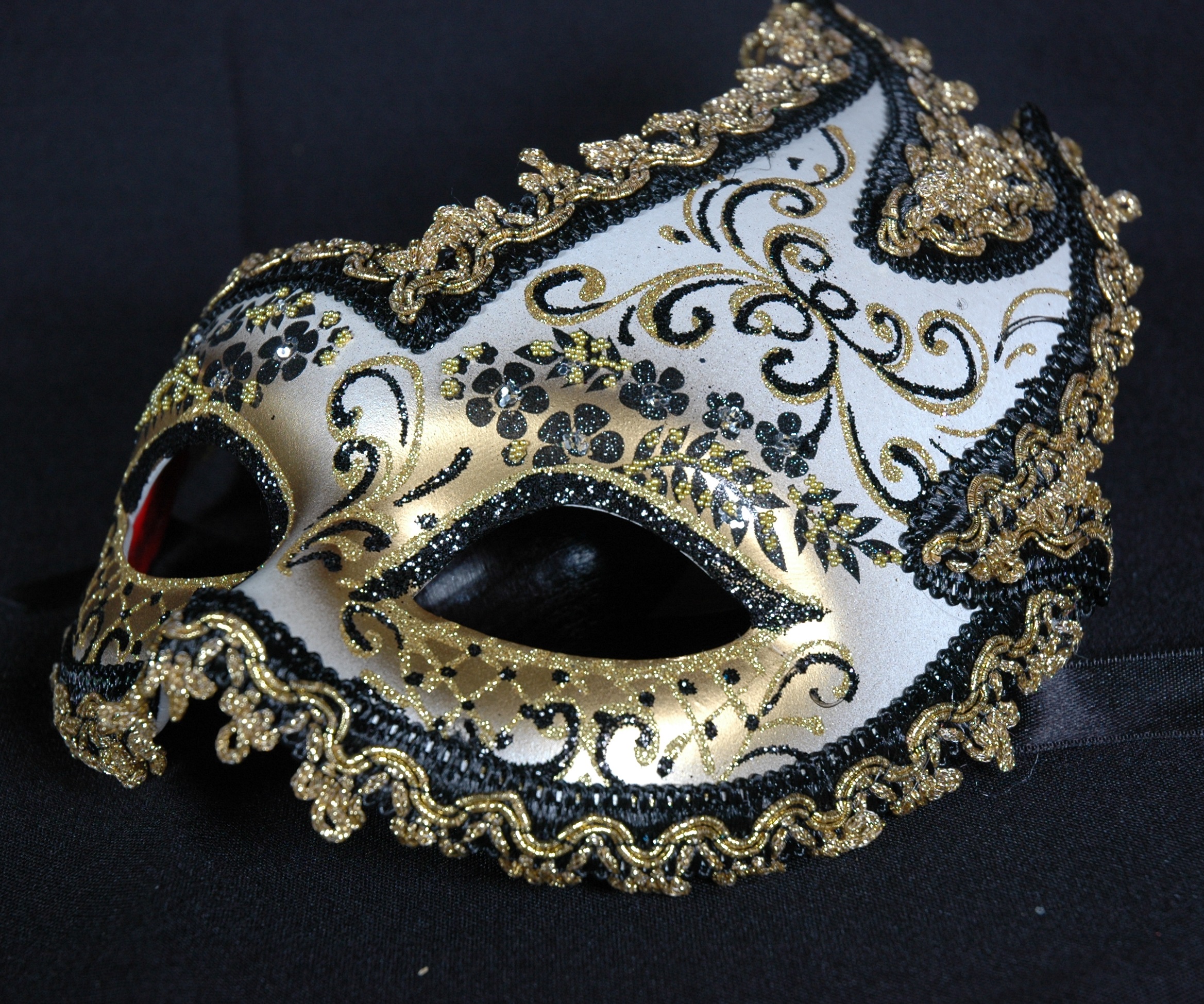Venezianische Maske Columbine ONDA "Giada" gold-weiß