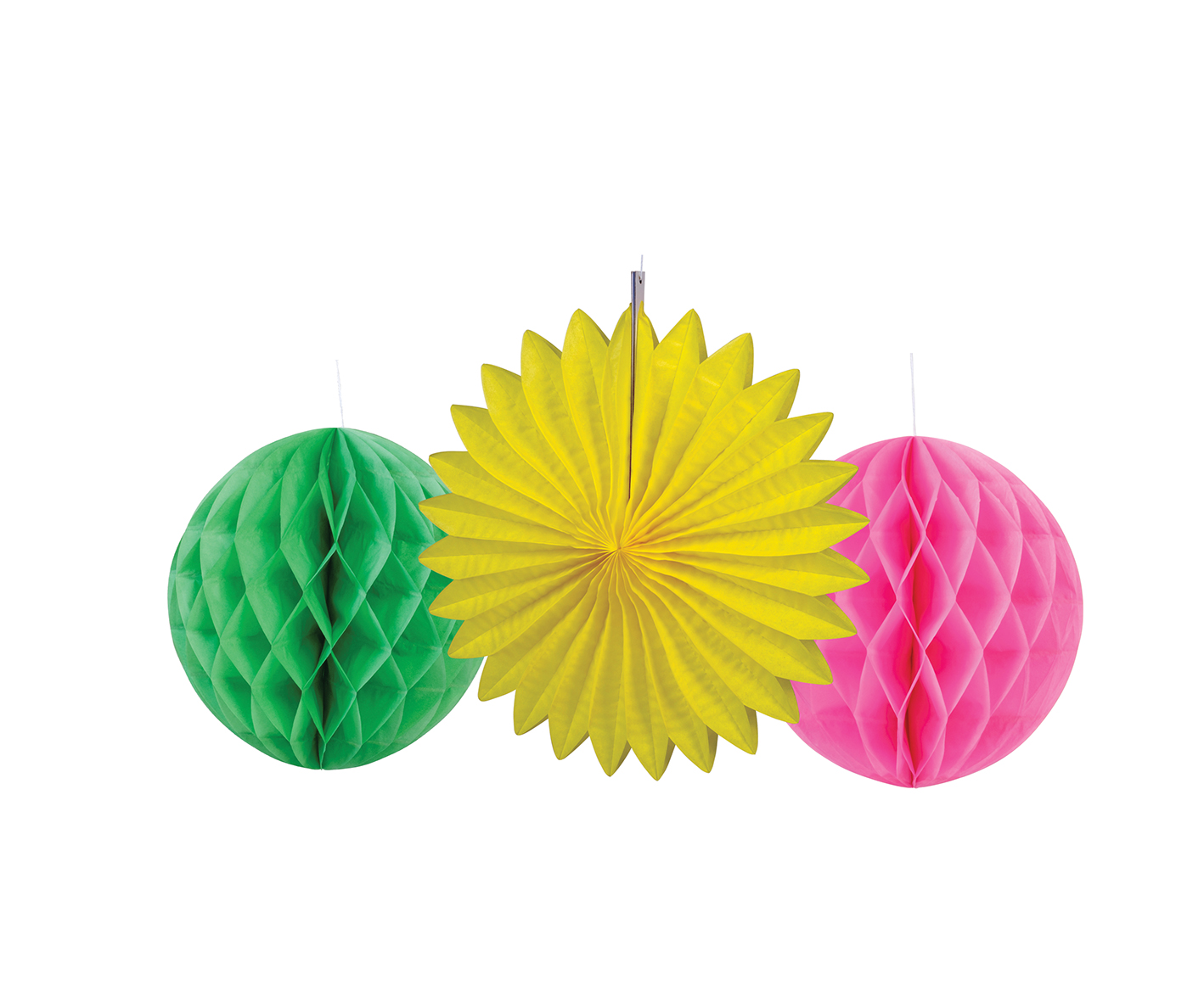 Lampion Set 3teilig neon-gelb-grün-pink