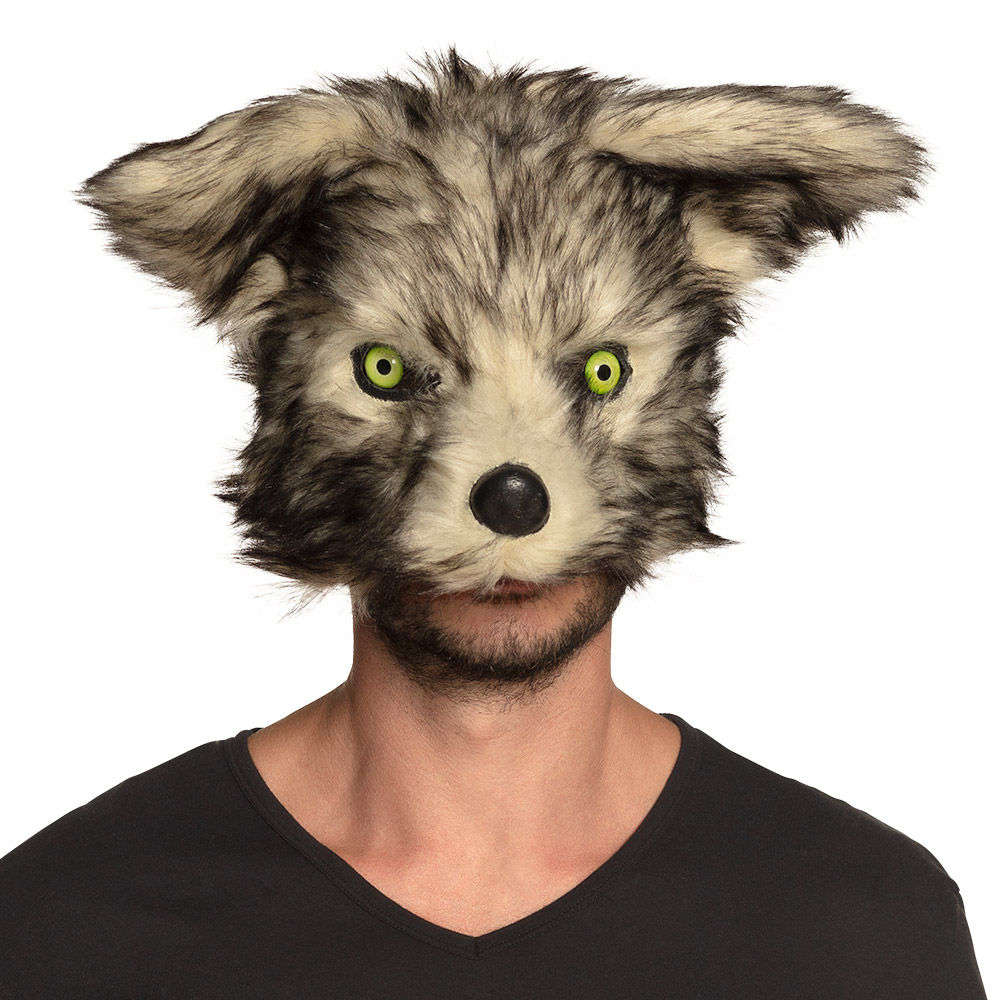 WOLF Maske aus Plüsch Halbmaske