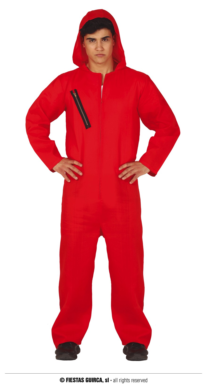 Bankräuber roter Overall mit Kapuze 52-54 LARGE
