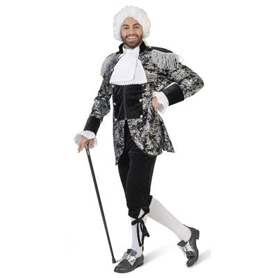 Barock Jacke silber-schwarz 52/54  mit Jabot
