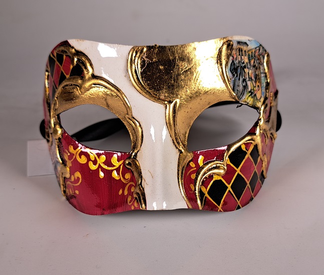 Venezianische Maske Columbine VENEZIA rot-gold