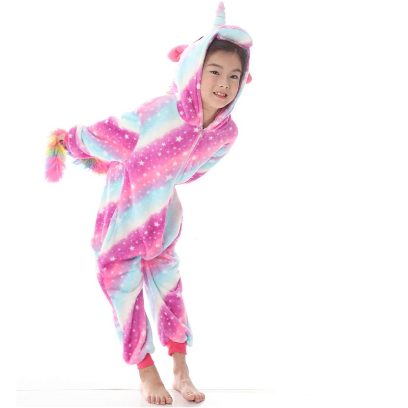 Einhorn Overall pink-blau-weiß Größe 128