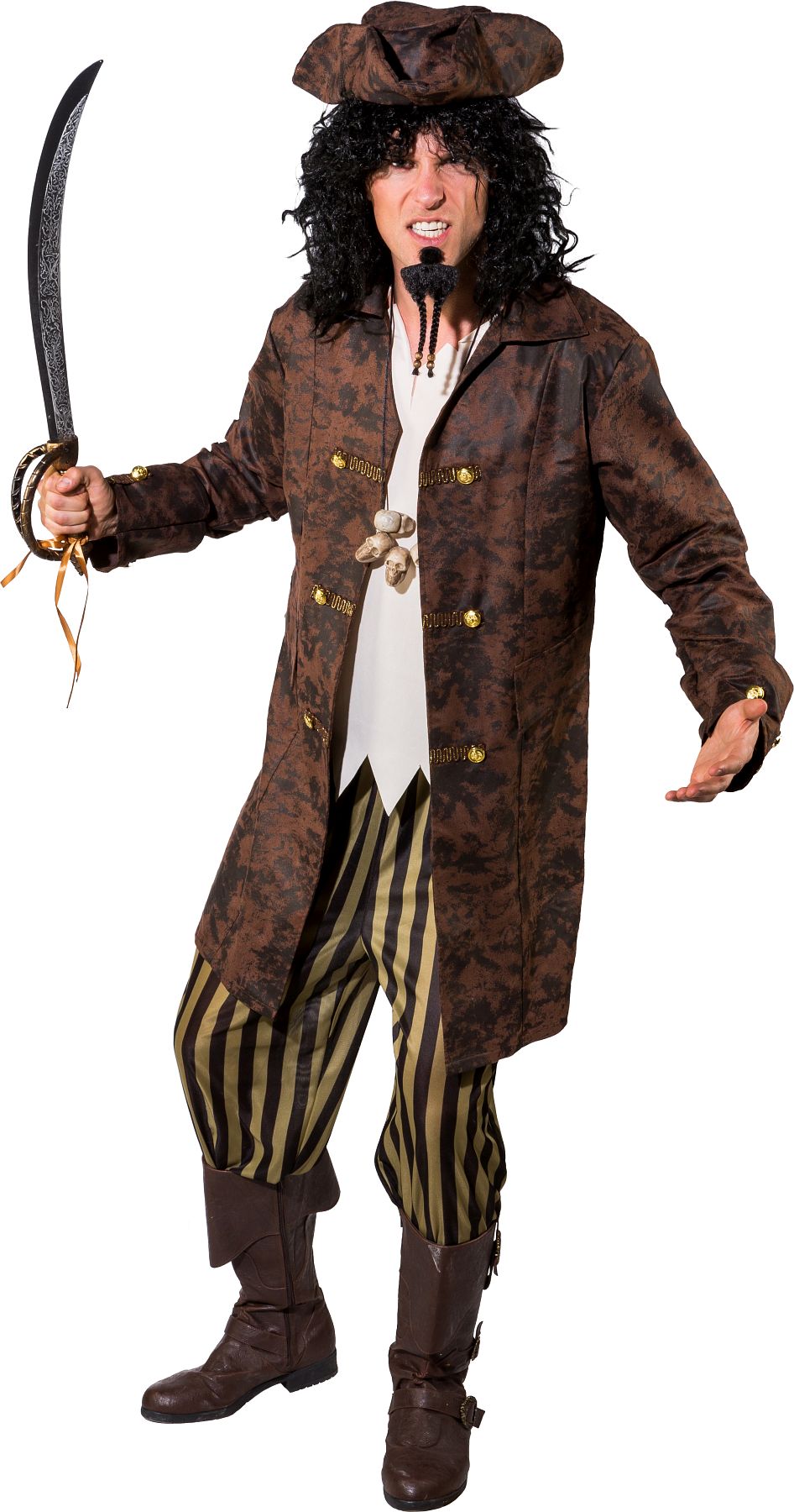 Braune Piraten Jacke 46/48 mit Dreipsitz